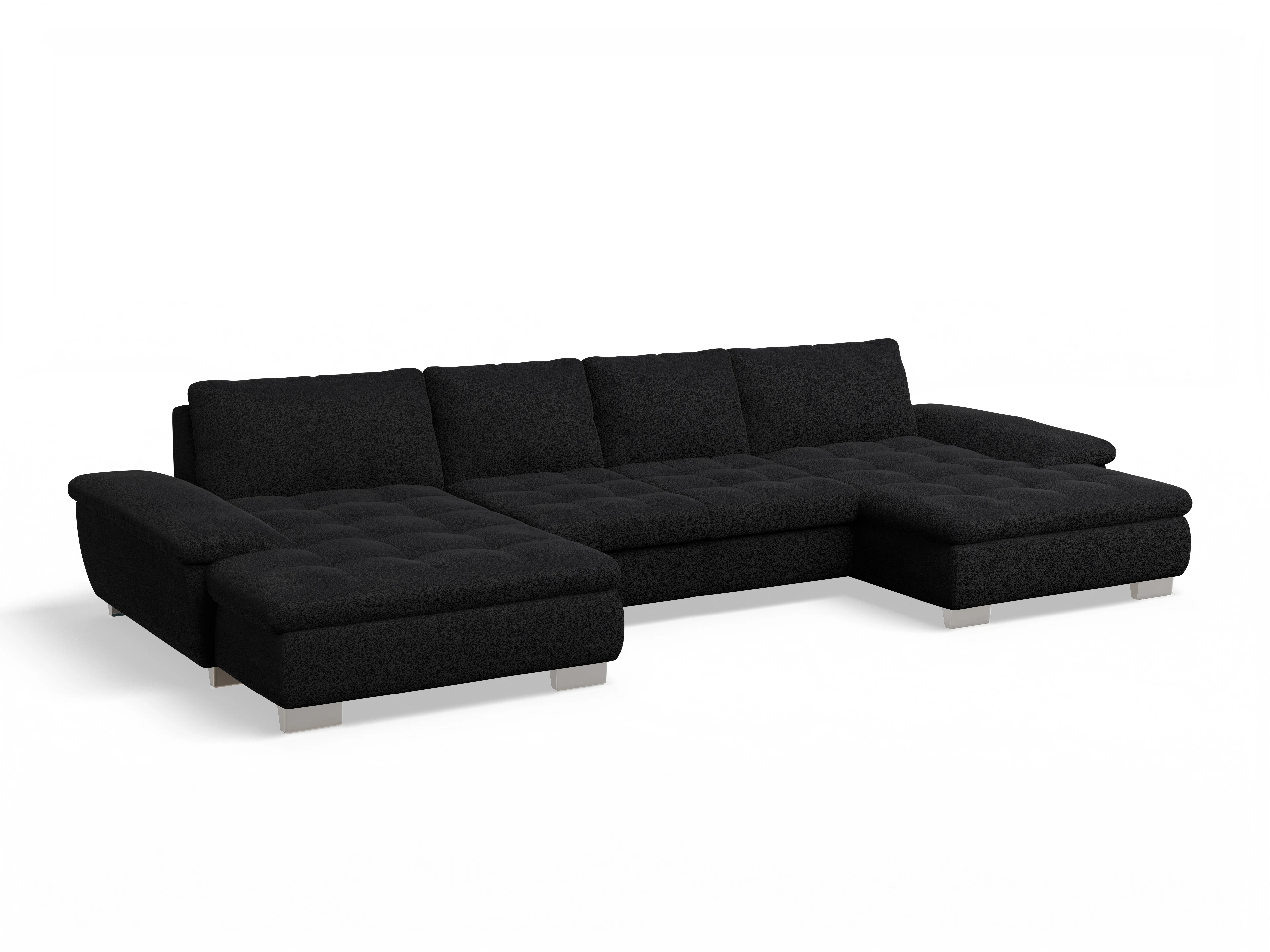 Ansicht des Produktes SC Smart 1007 Wohnlandschaft offen beidseitig in Stoff Schwarz