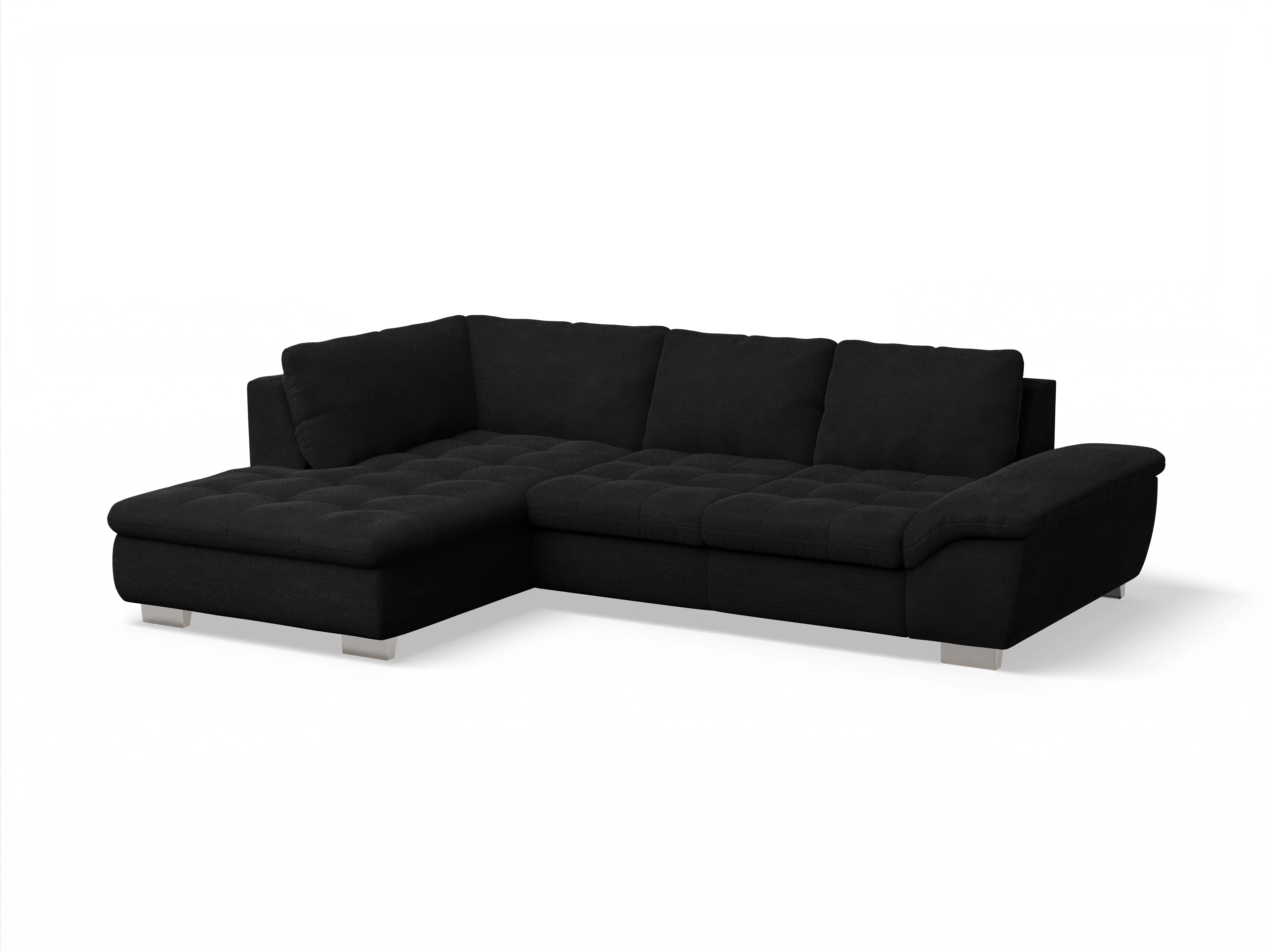 Ansicht des Produktes SC Smart 1007 Ecksofa links Abschluss offen in Stoff Schwarz