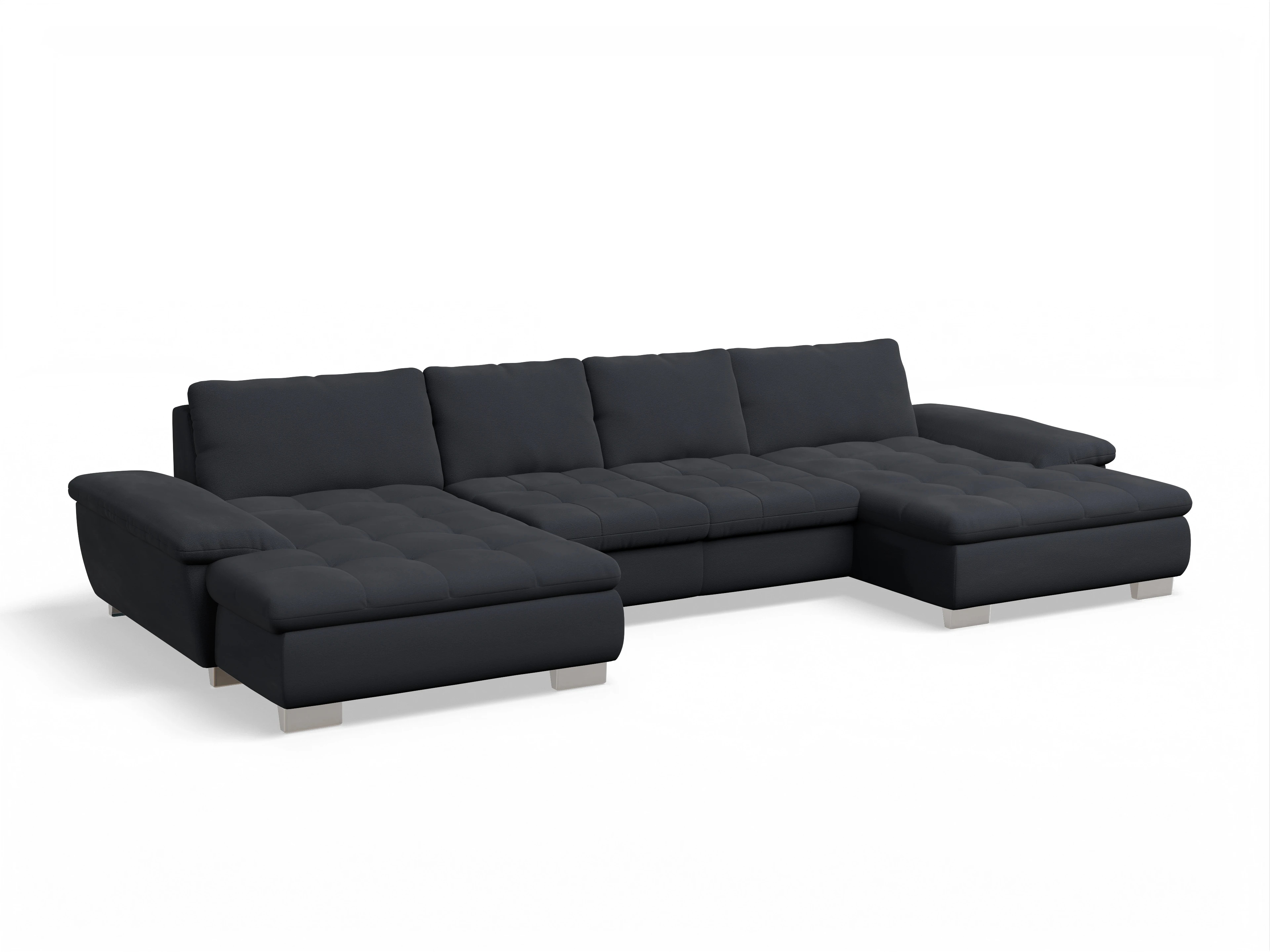 Ansicht des Produktes SC Smart 1007 Wohnlandschaft offen beidseitig in Stoff Blau