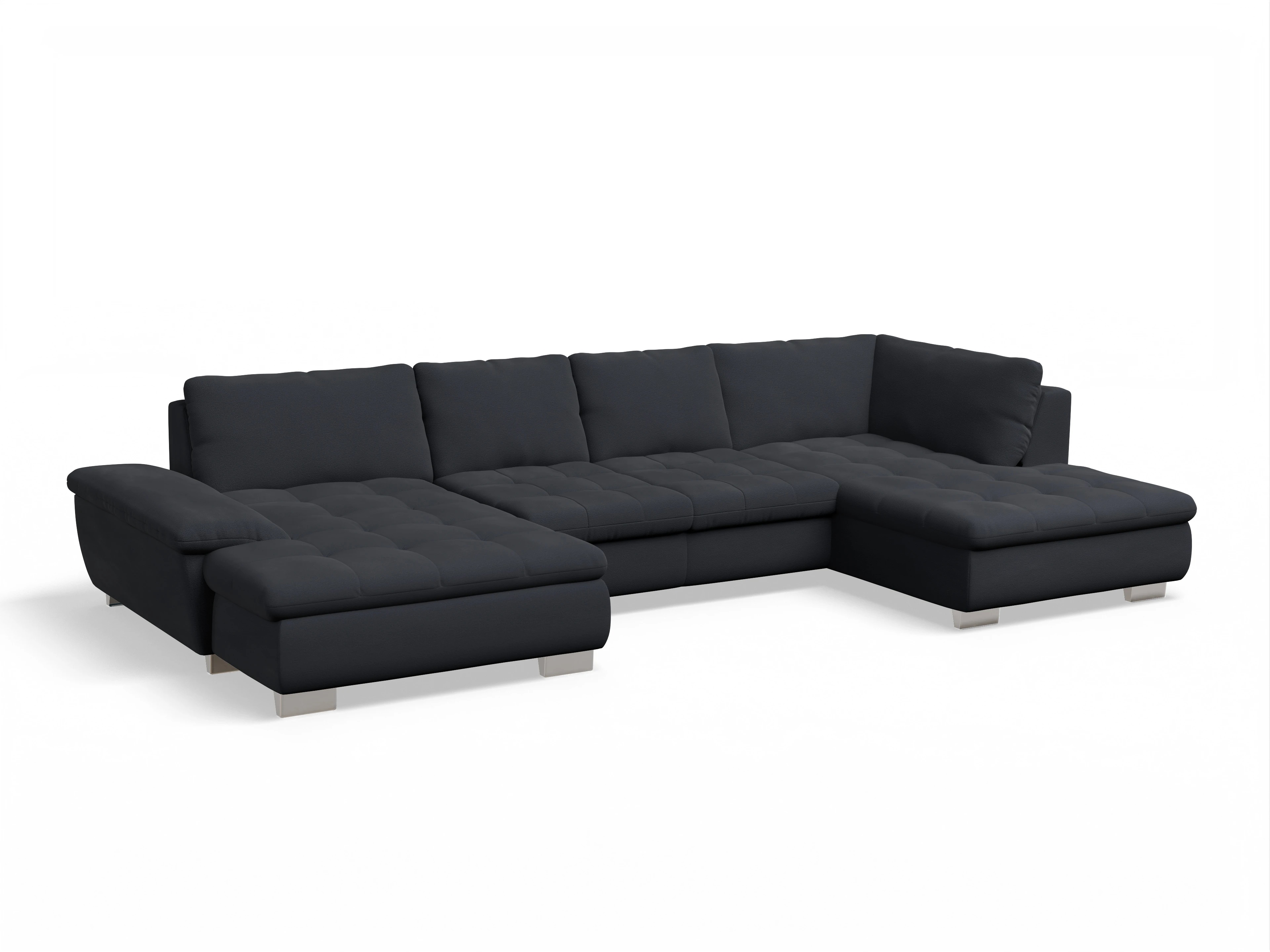 Ansicht des Produktes SC Smart 1007 Wohnlandschaft offen beidseitig in Stoff Blau