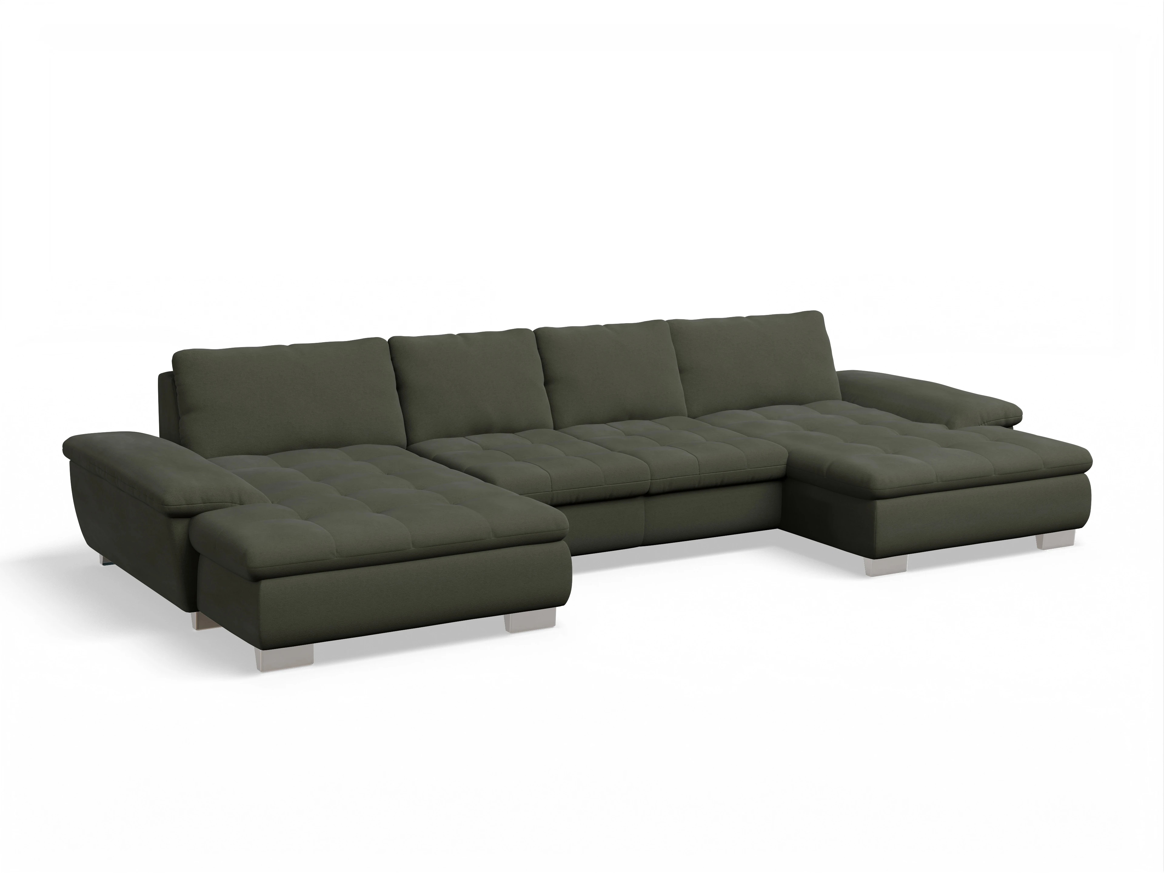 Ansicht des Produktes SC Smart 1007 Wohnlandschaft offen beidseitig in Stoff Grün