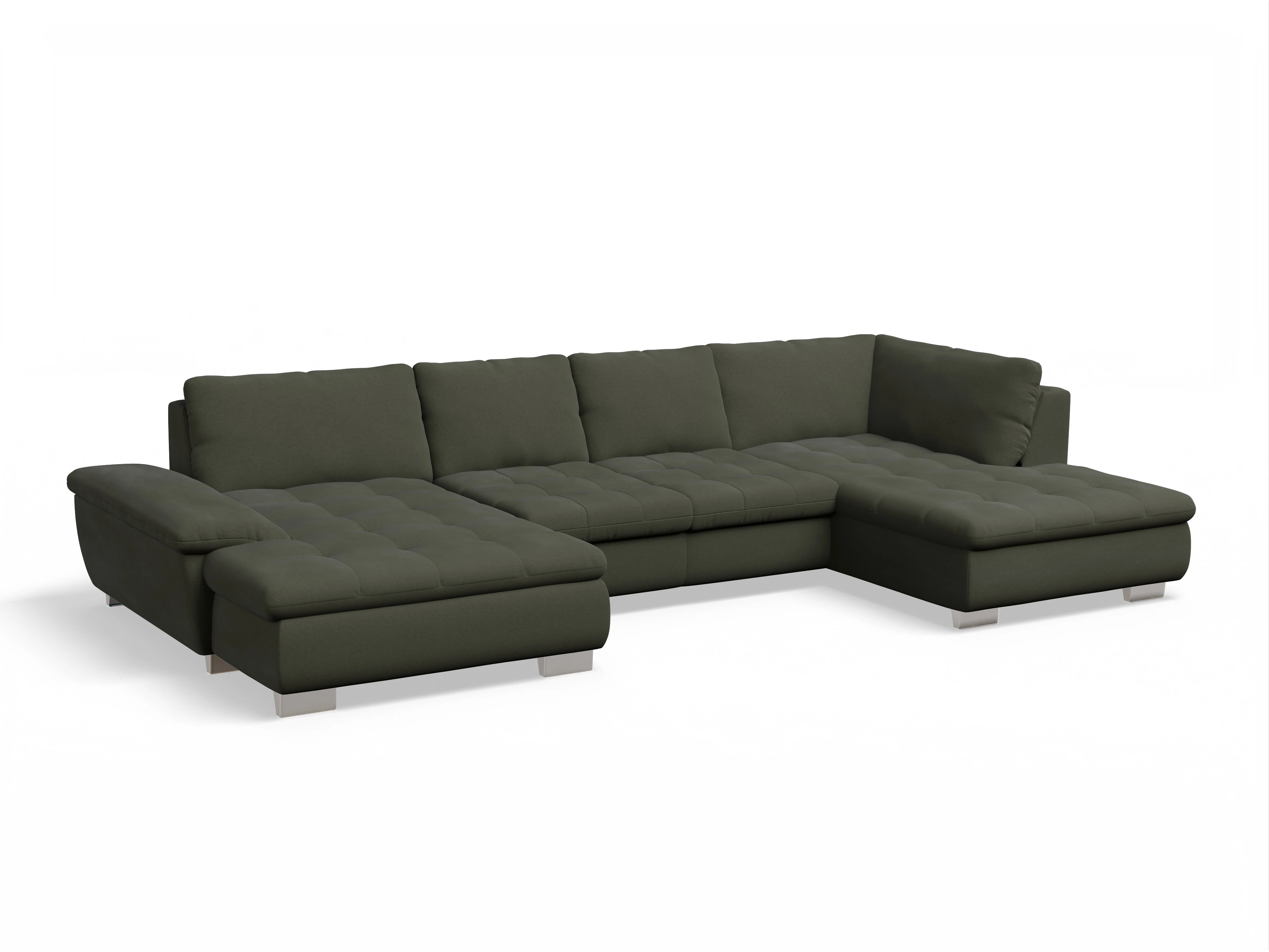 Ansicht des Produktes SC Smart 1007 Wohnlandschaft offen beidseitig in Stoff Grün