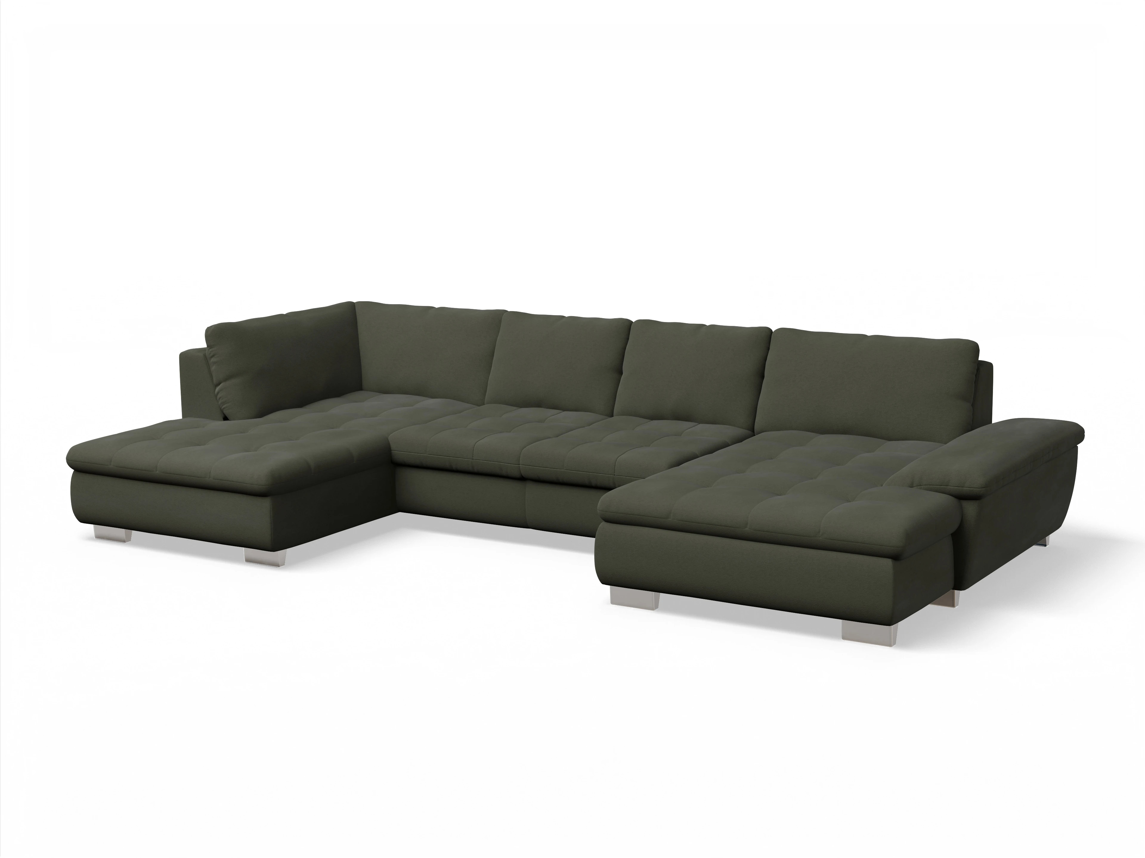 Ansicht des Produktes SC Smart 1007 Wohnlandschaft offen beidseitig in Stoff Grün