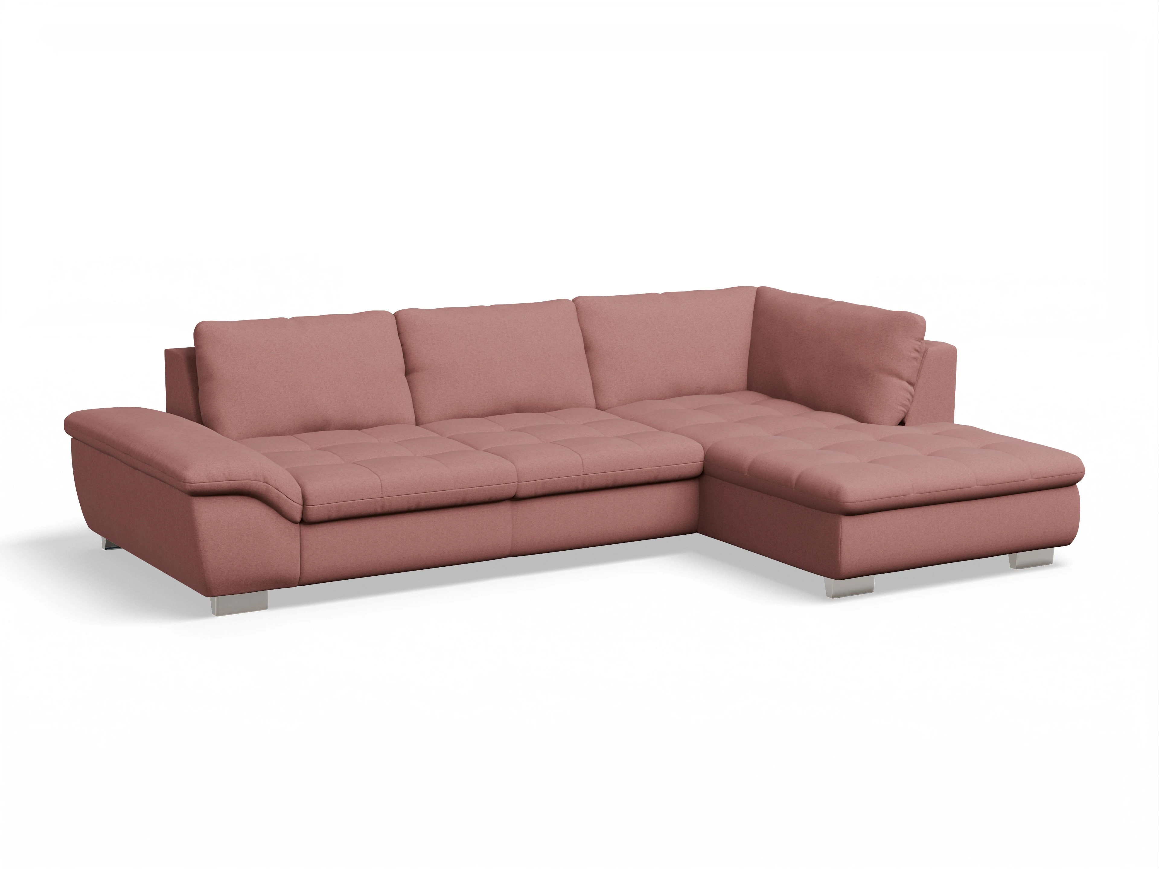 Ansicht des Produktes SC Smart 1007 Ecksofa rechts Abschluss offen in Stoff Rosa
