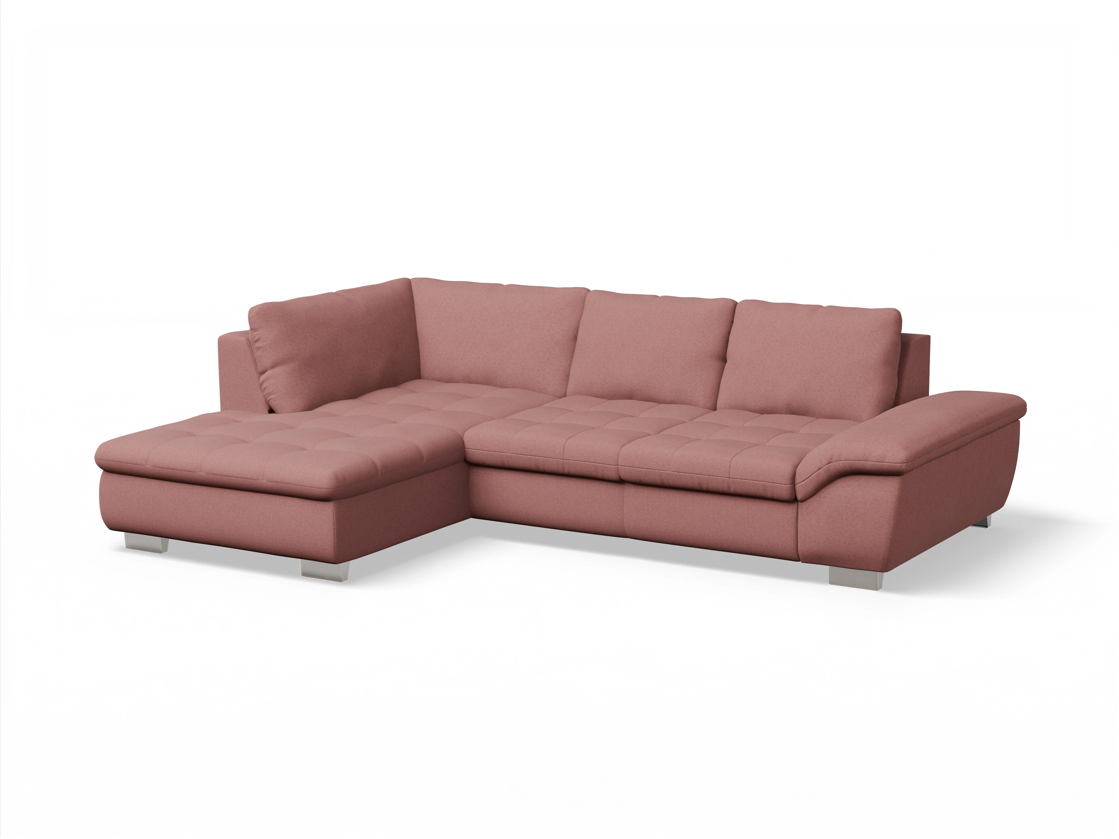 Ansicht des Produktes SC Smart 1007 Ecksofa links Abschluss offen in Stoff Rosa