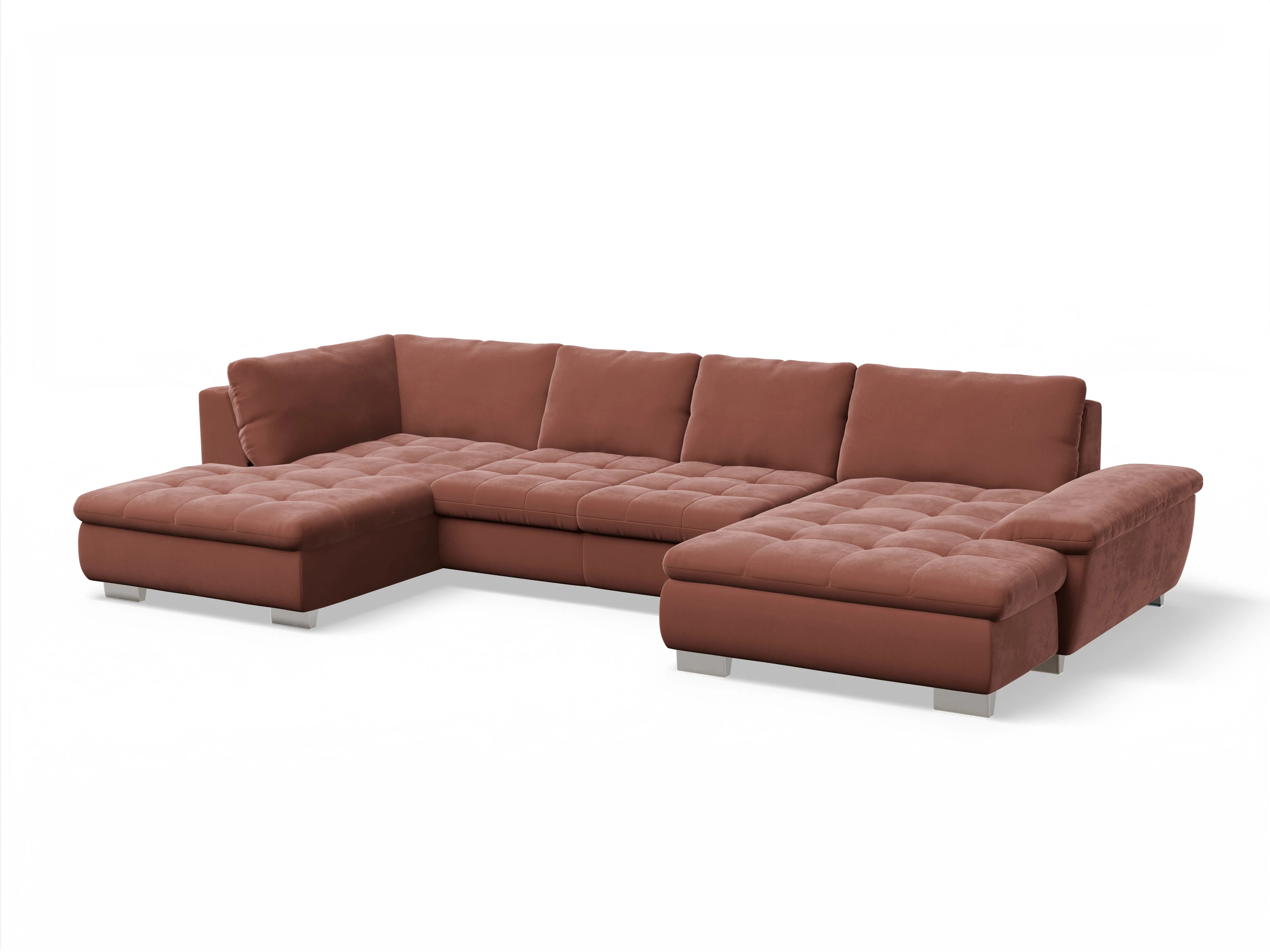 Ansicht des Produktes SC Smart 1007 Wohnlandschaft offen beidseitig in Stoff Orange