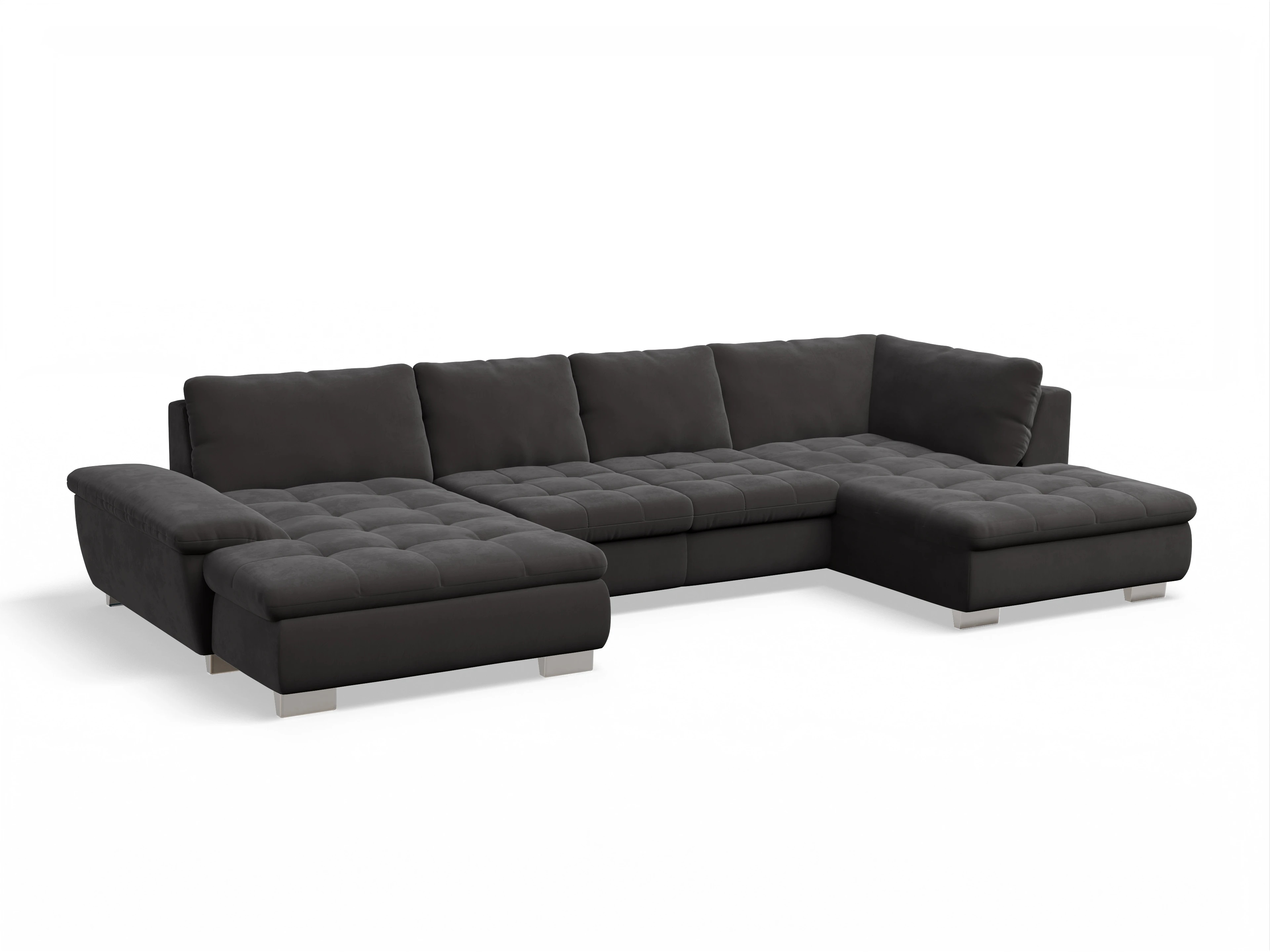 Ansicht des Produktes SC Smart 1007 Wohnlandschaft offen beidseitig in Stoff Grau