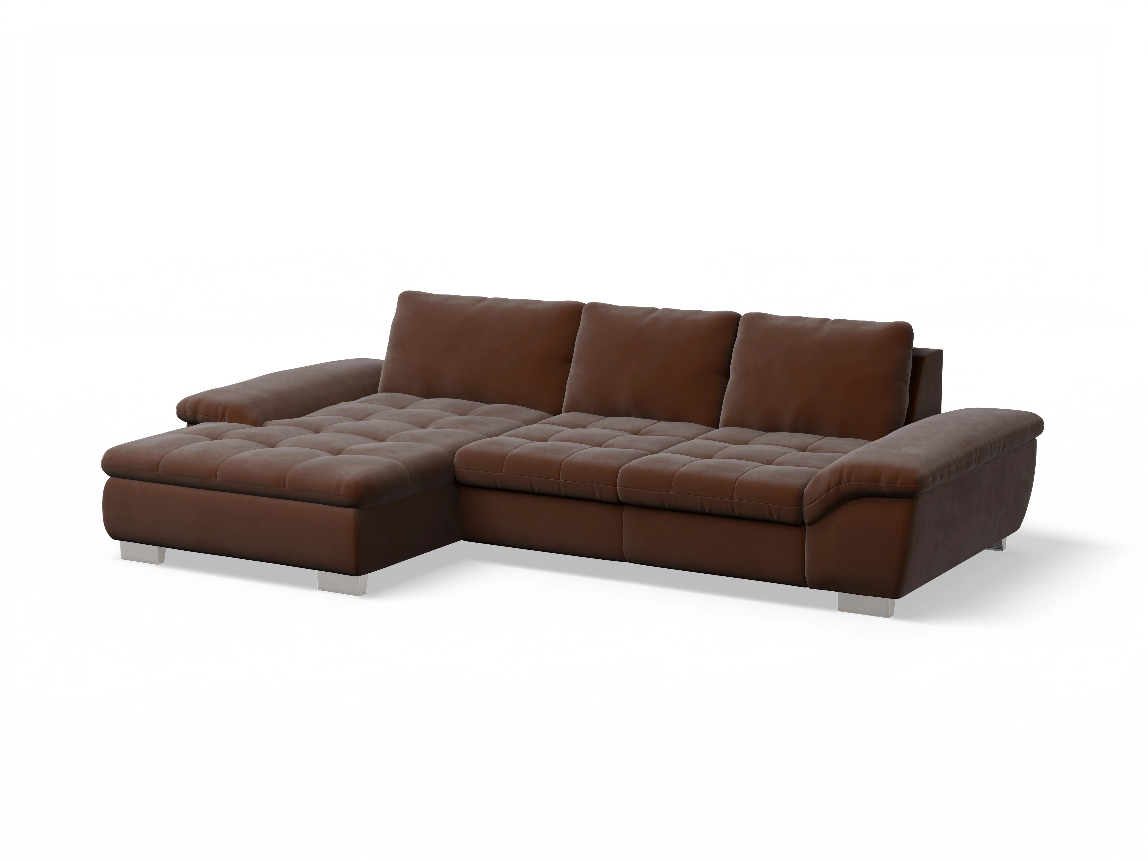 Ansicht des Produktes SC Smart 1007 Ecksofa links Abschluss offen in Stoff Braun