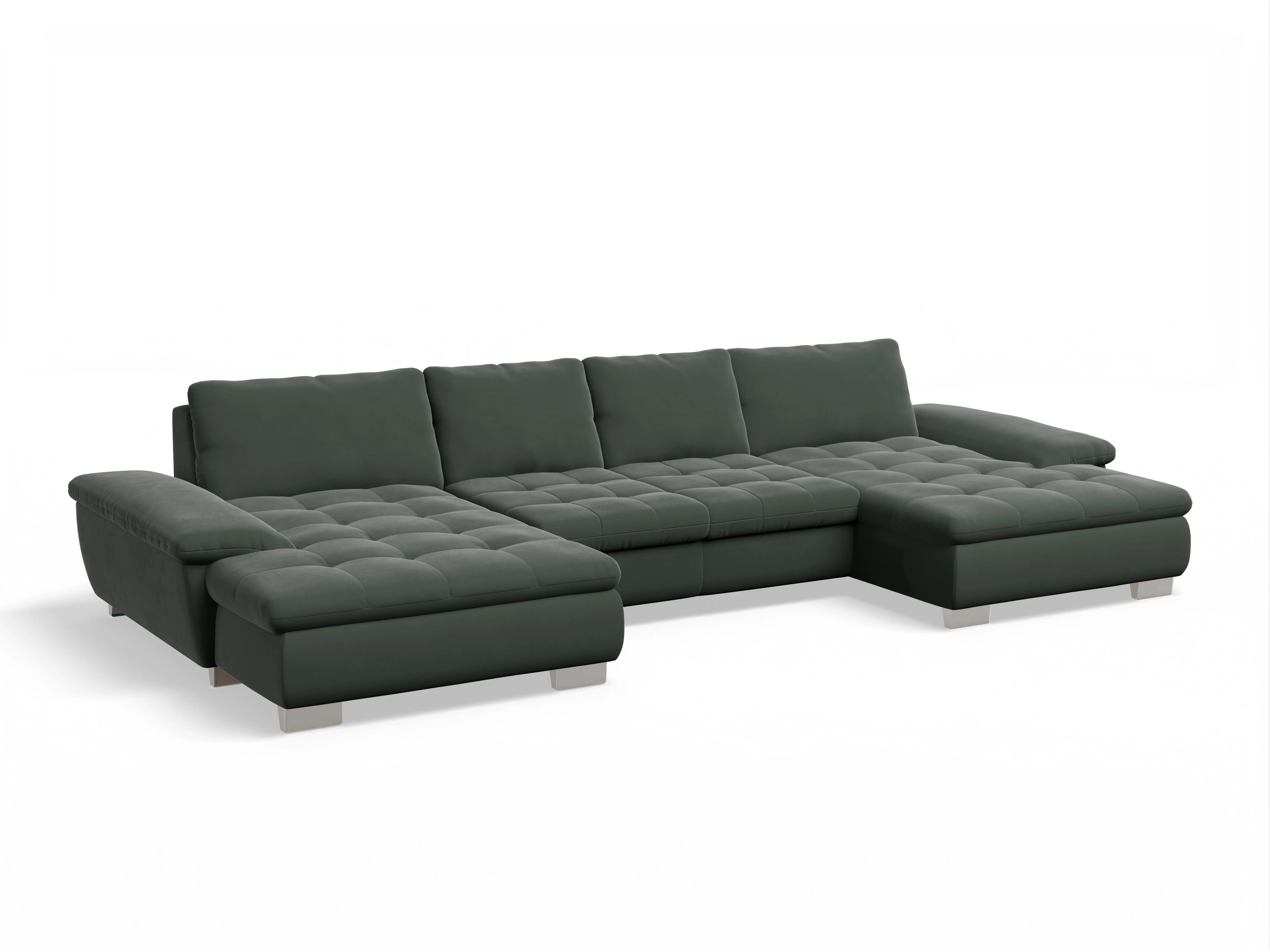 Ansicht des Produktes SC Smart 1007 Wohnlandschaft offen beidseitig in Stoff Grün