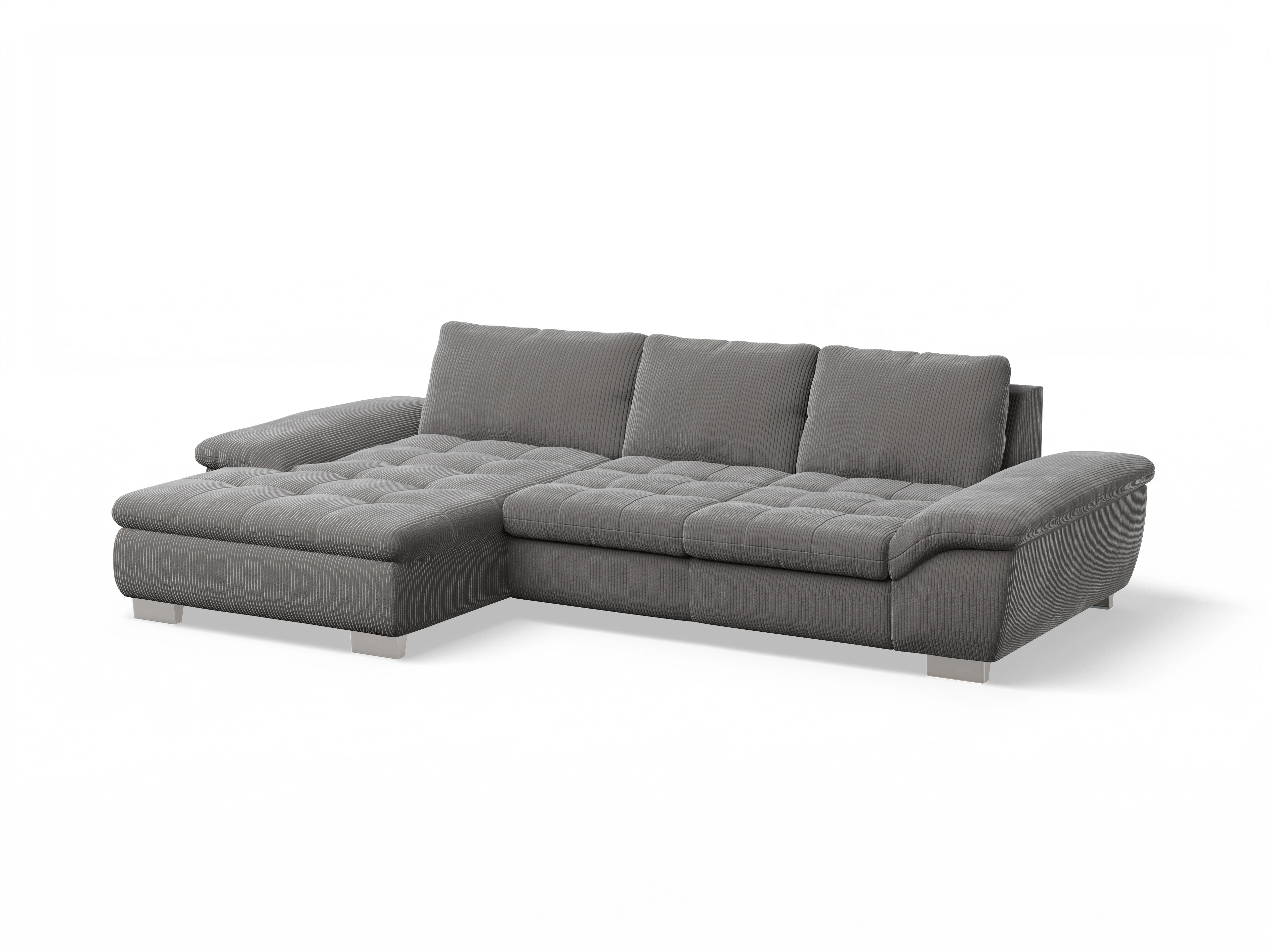 Sitz Concept smart 1007 Canape Medium L Ansicht des Produktes SC Smart 1007 Ecksofa links Abschluss offen in Stoff Grau