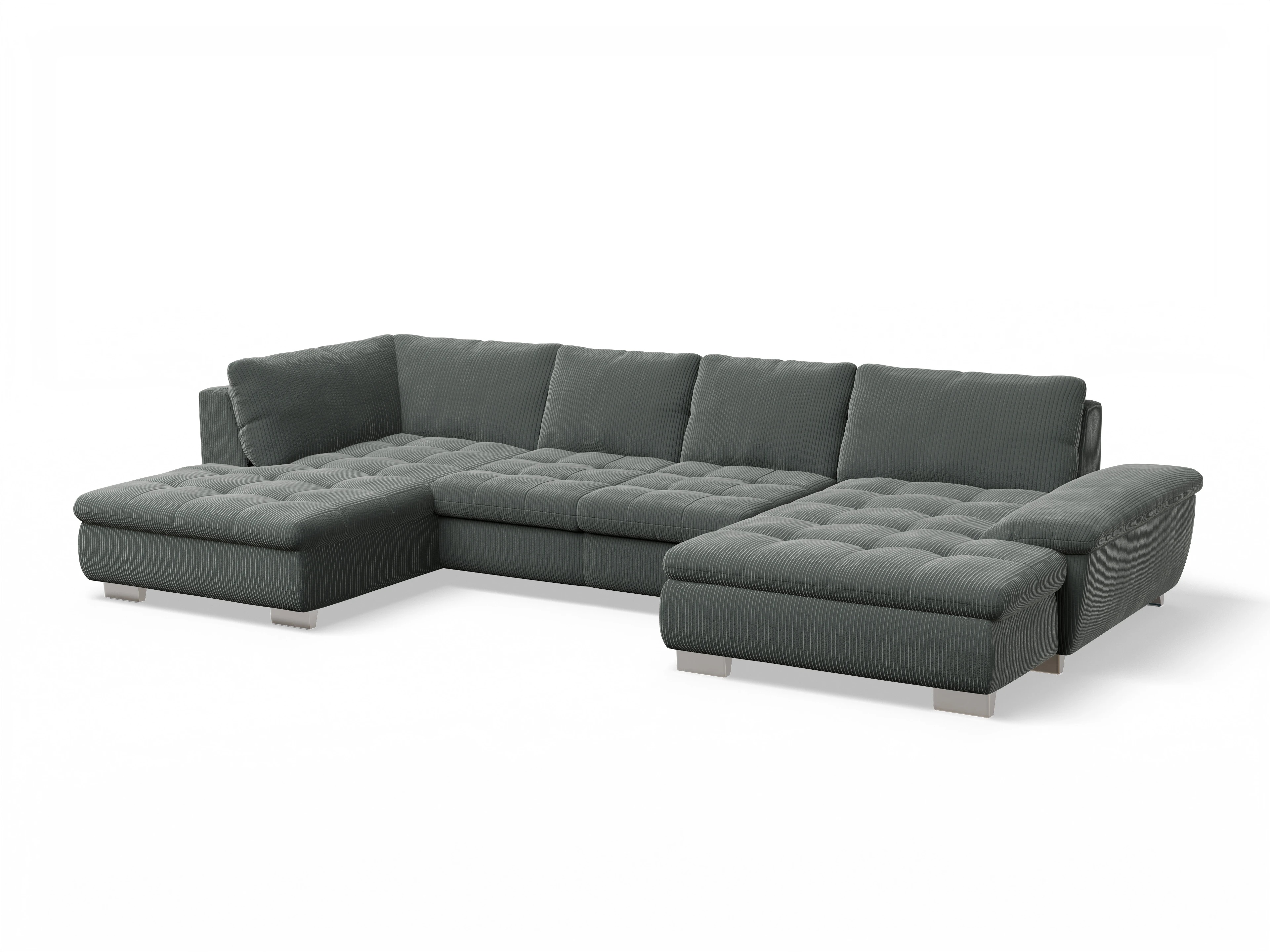 Ansicht des Produktes SC Smart 1007 Wohnlandschaft offen beidseitig in Stoff Grün