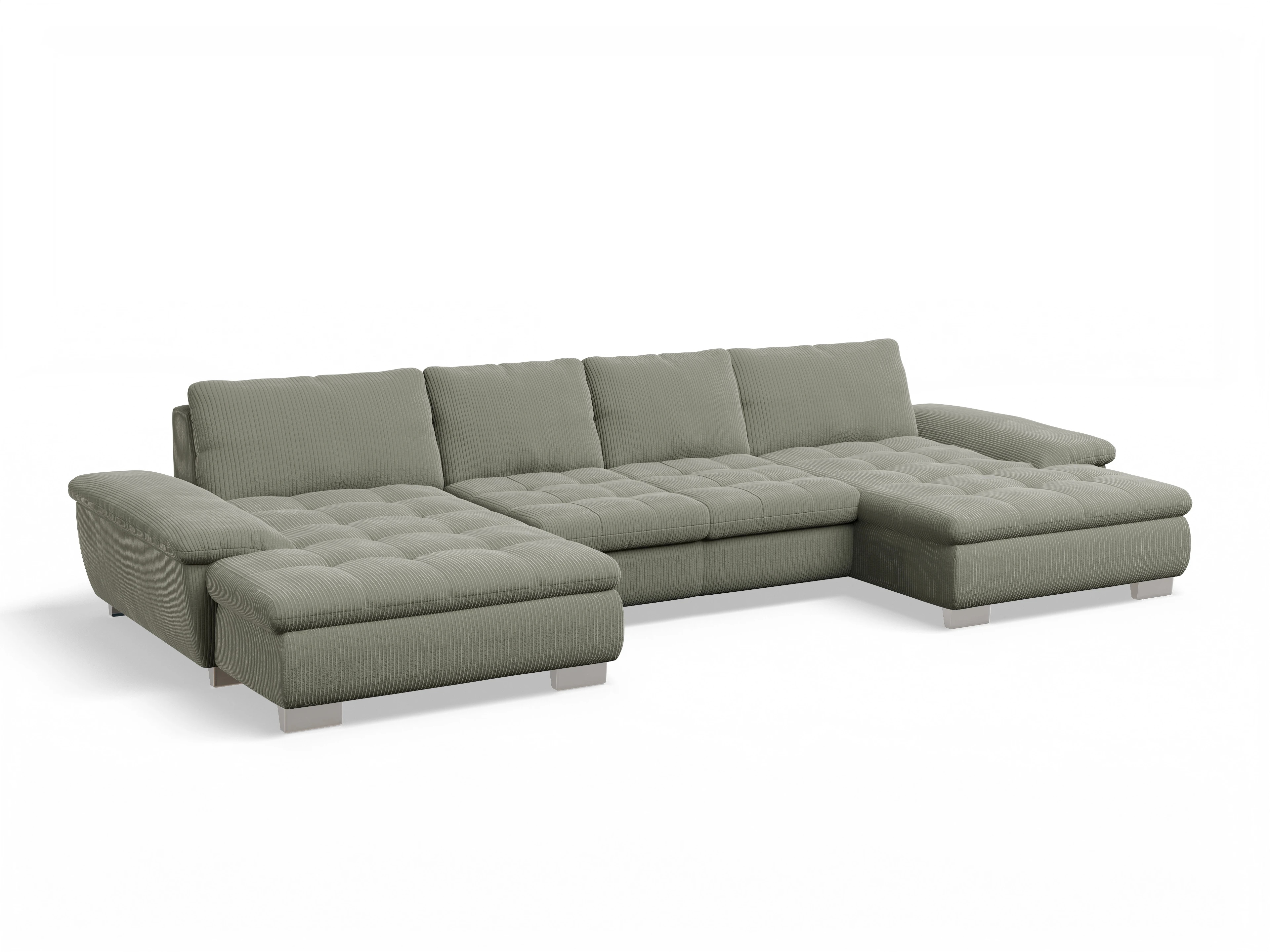 Ansicht des Produktes SC Smart 1007 Wohnlandschaft offen beidseitig in Stoff Grün