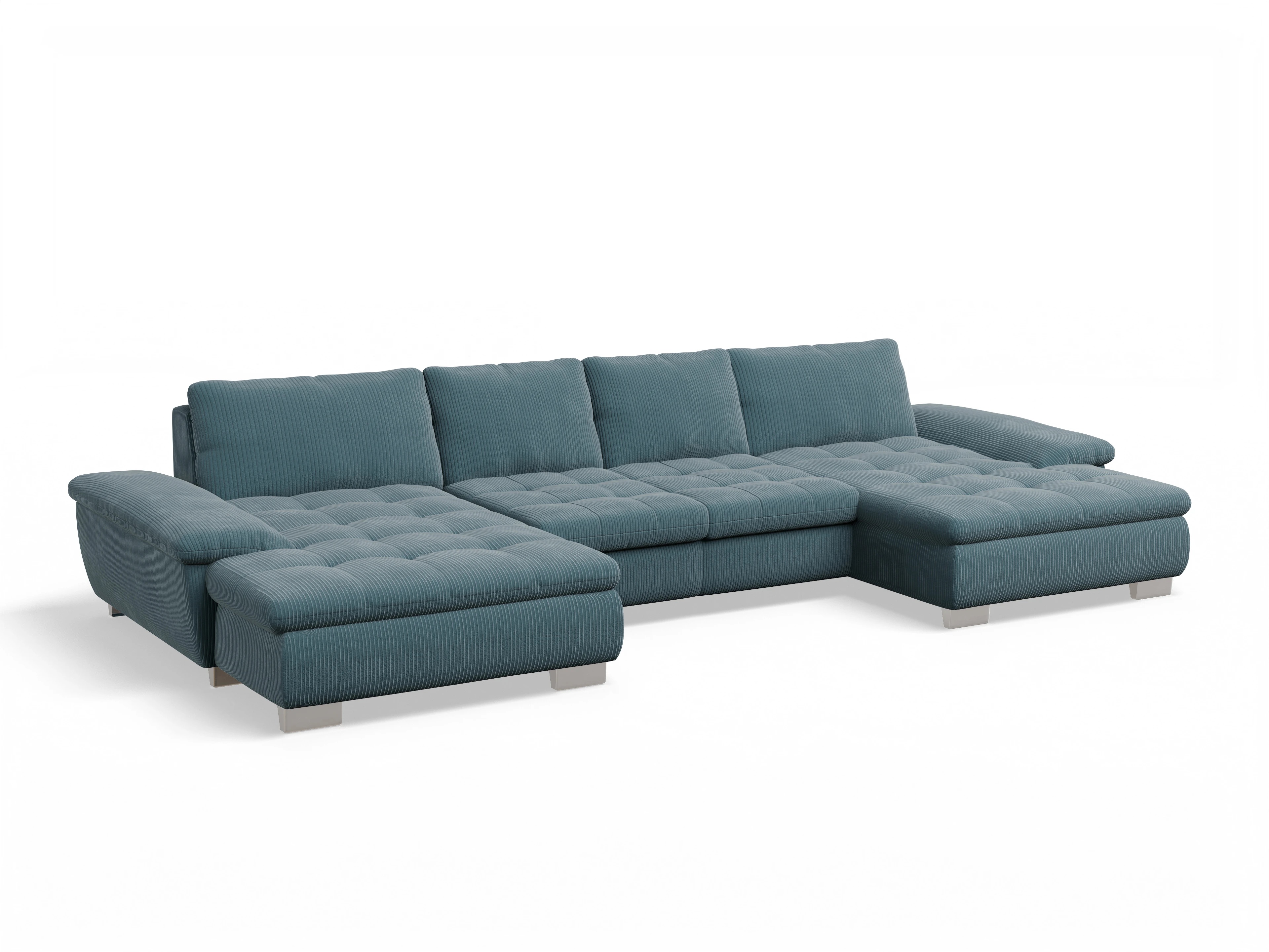 Ansicht des Produktes SC Smart 1007 Wohnlandschaft offen beidseitig in Stoff Blau