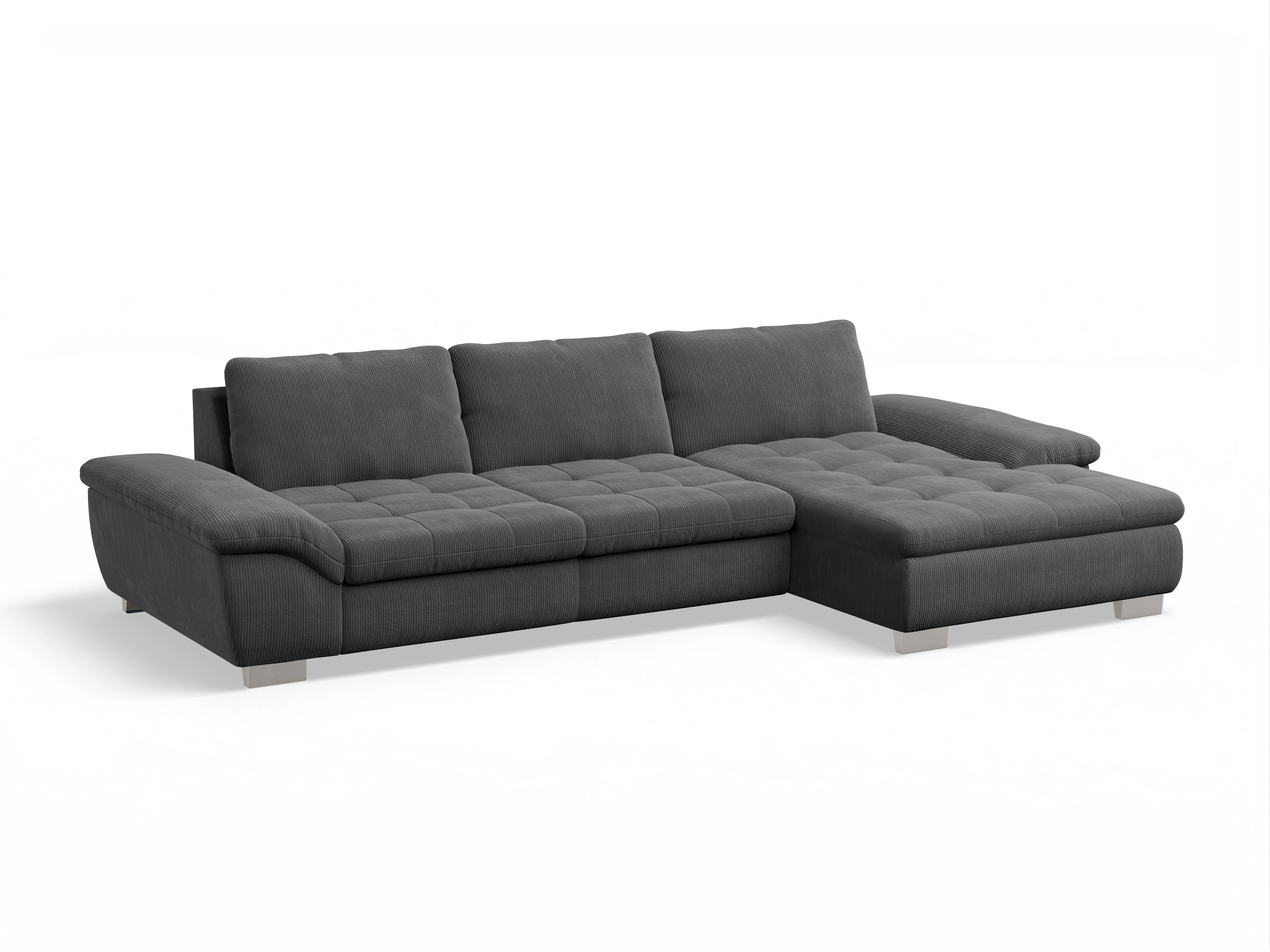 Ansicht des Produktes SC Smart 1007 Ecksofa rechts Abschluss offen in Stoff Grau