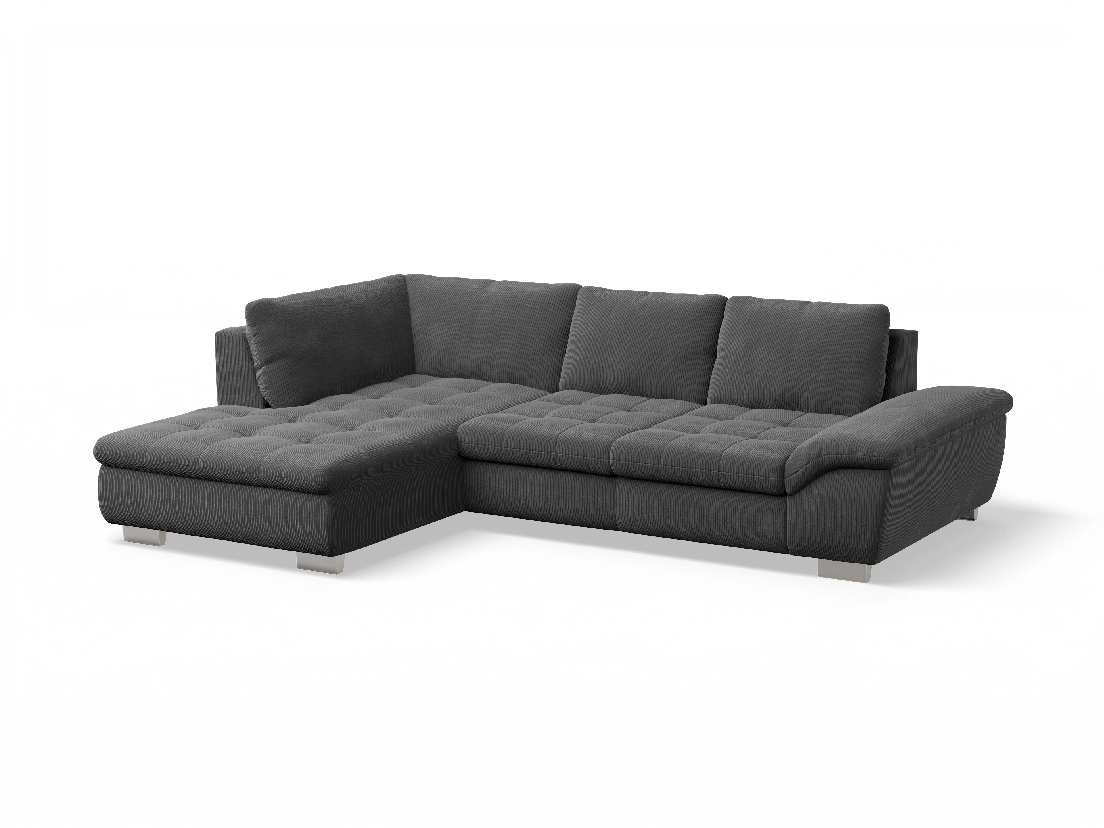 Ansicht des Produktes SC Smart 1007 Ecksofa links Abschluss offen in Stoff Grau