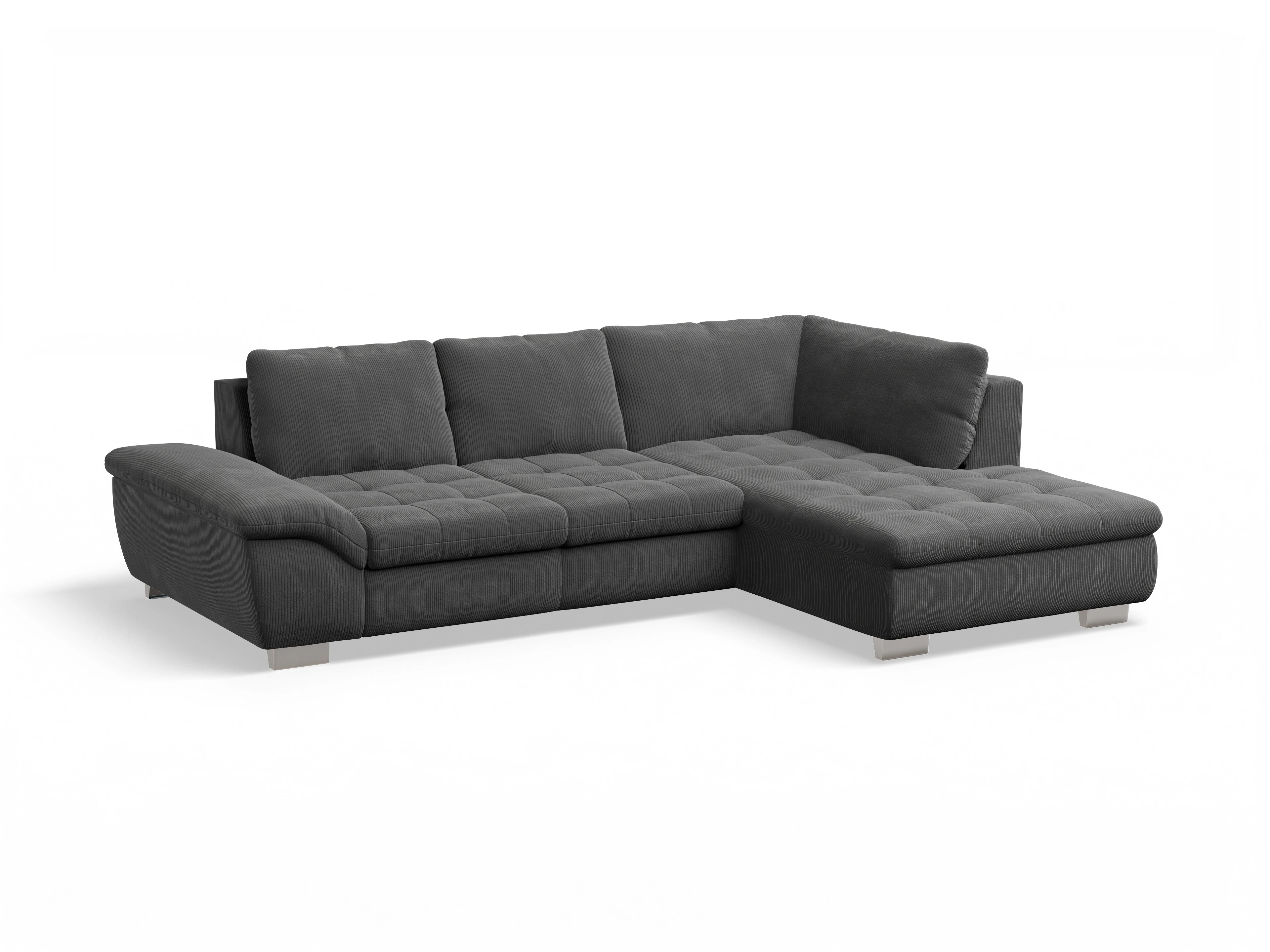 Ansicht des Produktes SC Smart 1007 Ecksofa rechts Abschluss offen in Stoff Grau