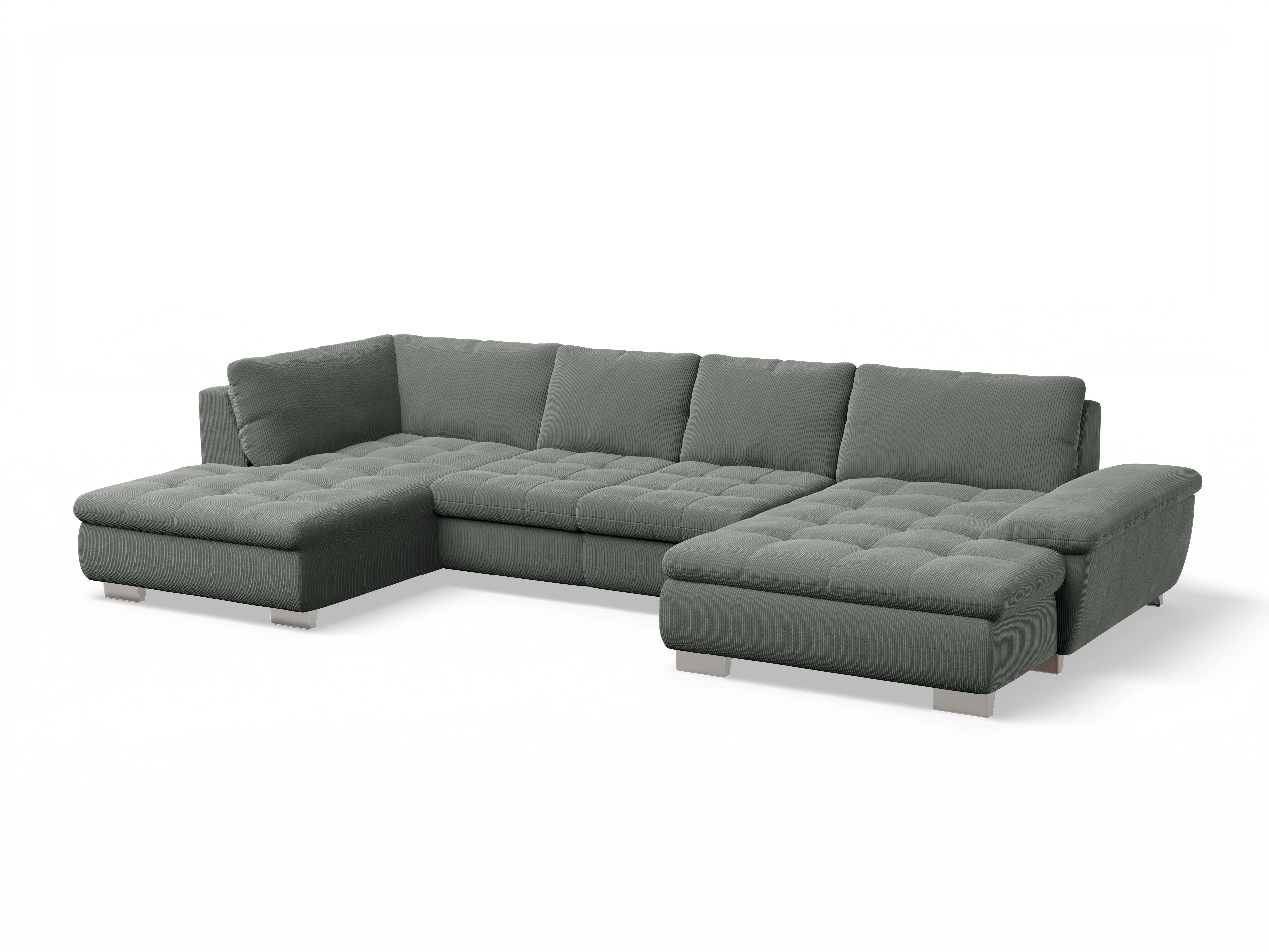 Ansicht des Produktes SC Smart 1007 Wohnlandschaft offen beidseitig in Stoff Grün