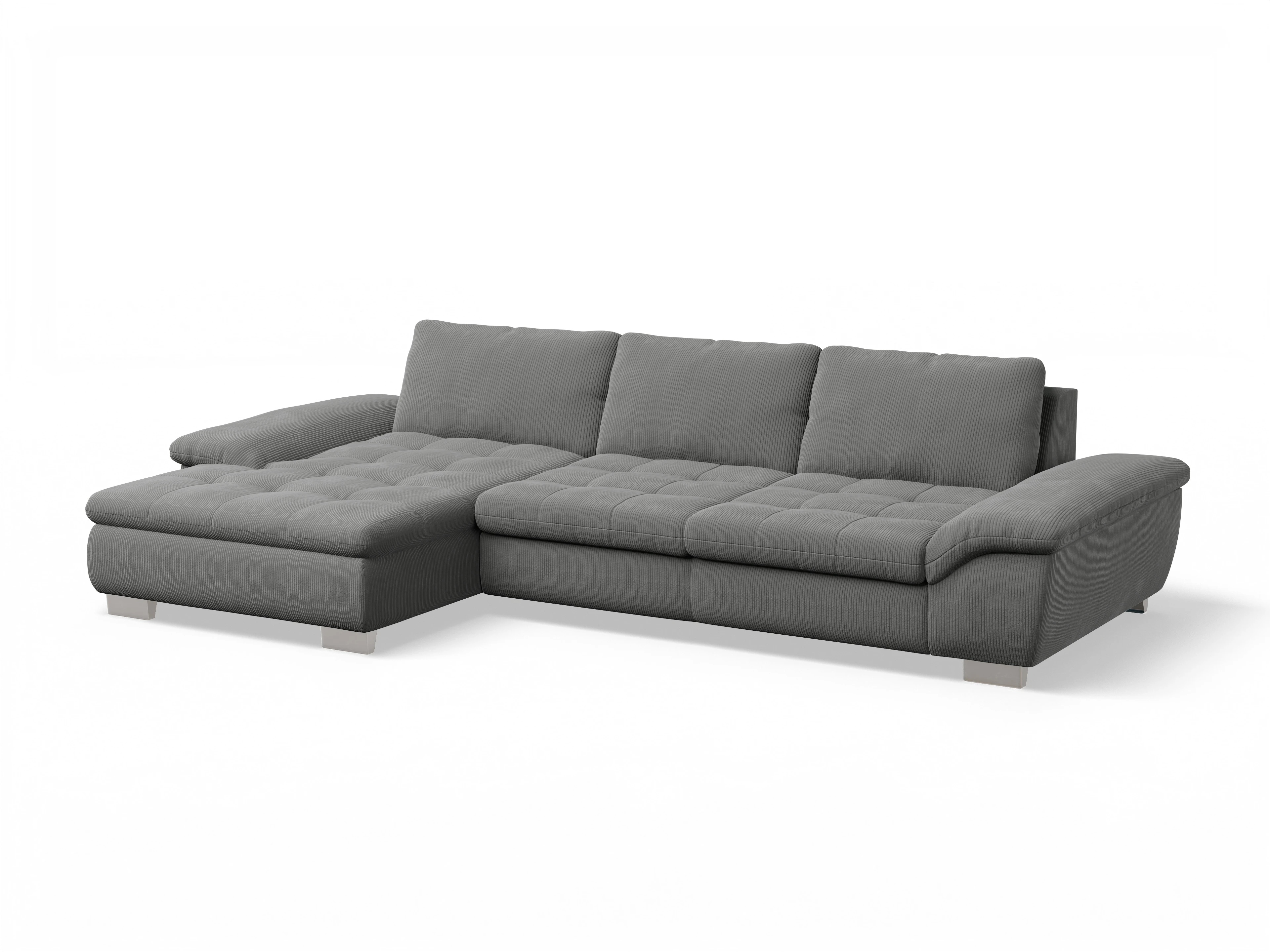 Ansicht des Produktes SC Smart 1007 Ecksofa links Abschluss offen in Stoff Grau