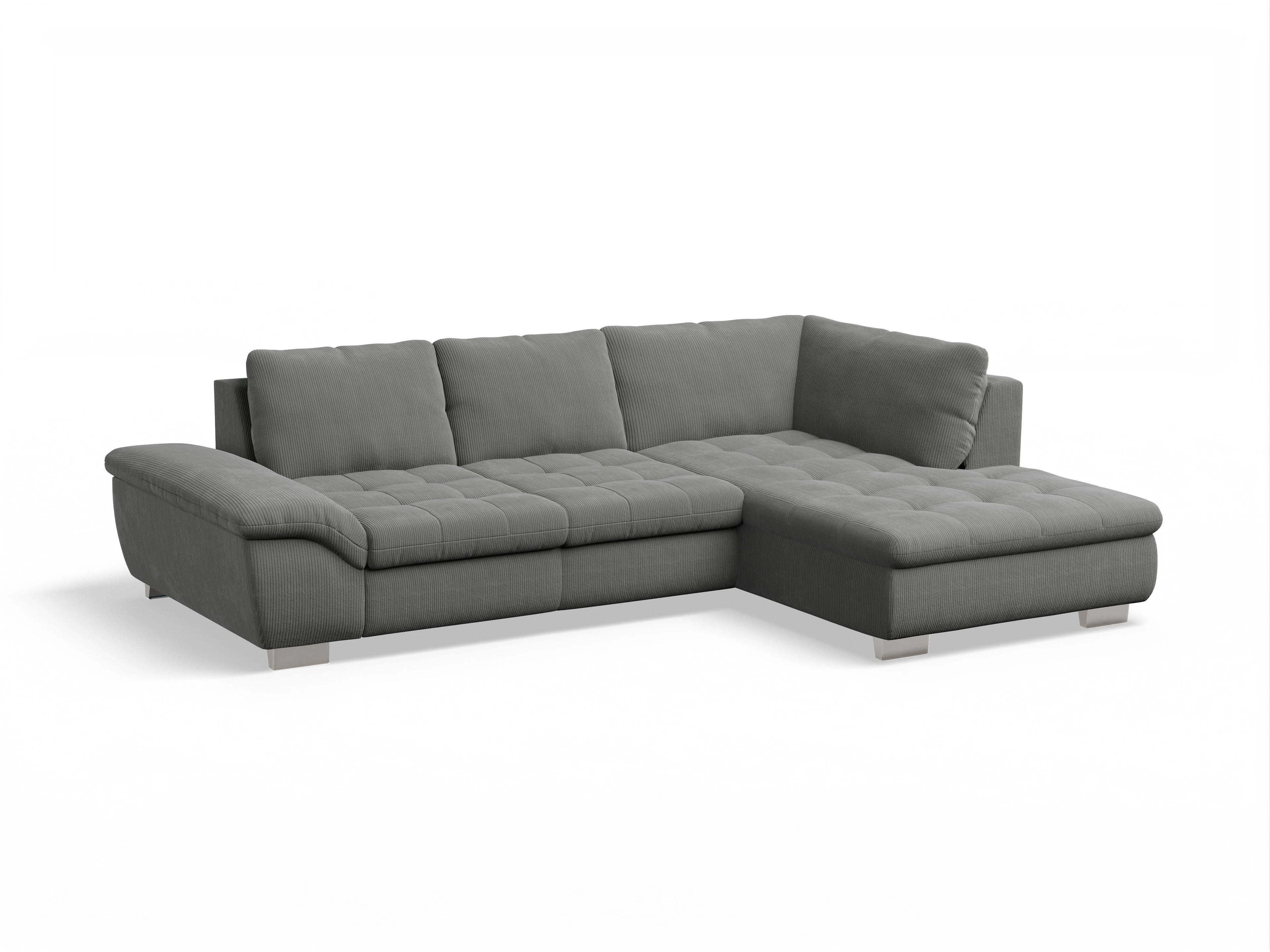 Ansicht des Produktes SC Smart 1007 Ecksofa rechts Abschluss offen in Stoff Grau