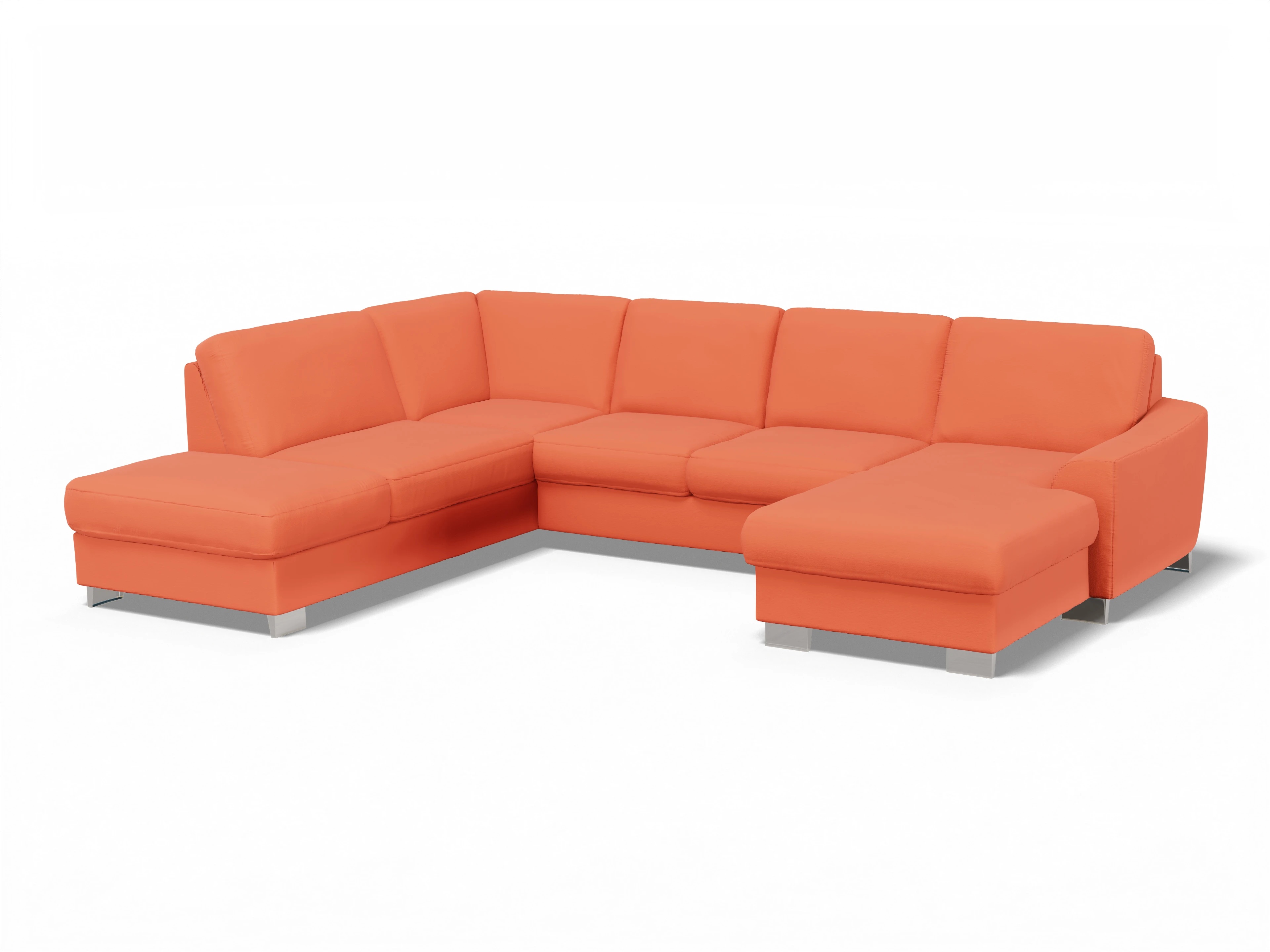 Ansicht des Produktes SC Family 1028 Wohnlandschaft offen beidseitig in Stoff Orange