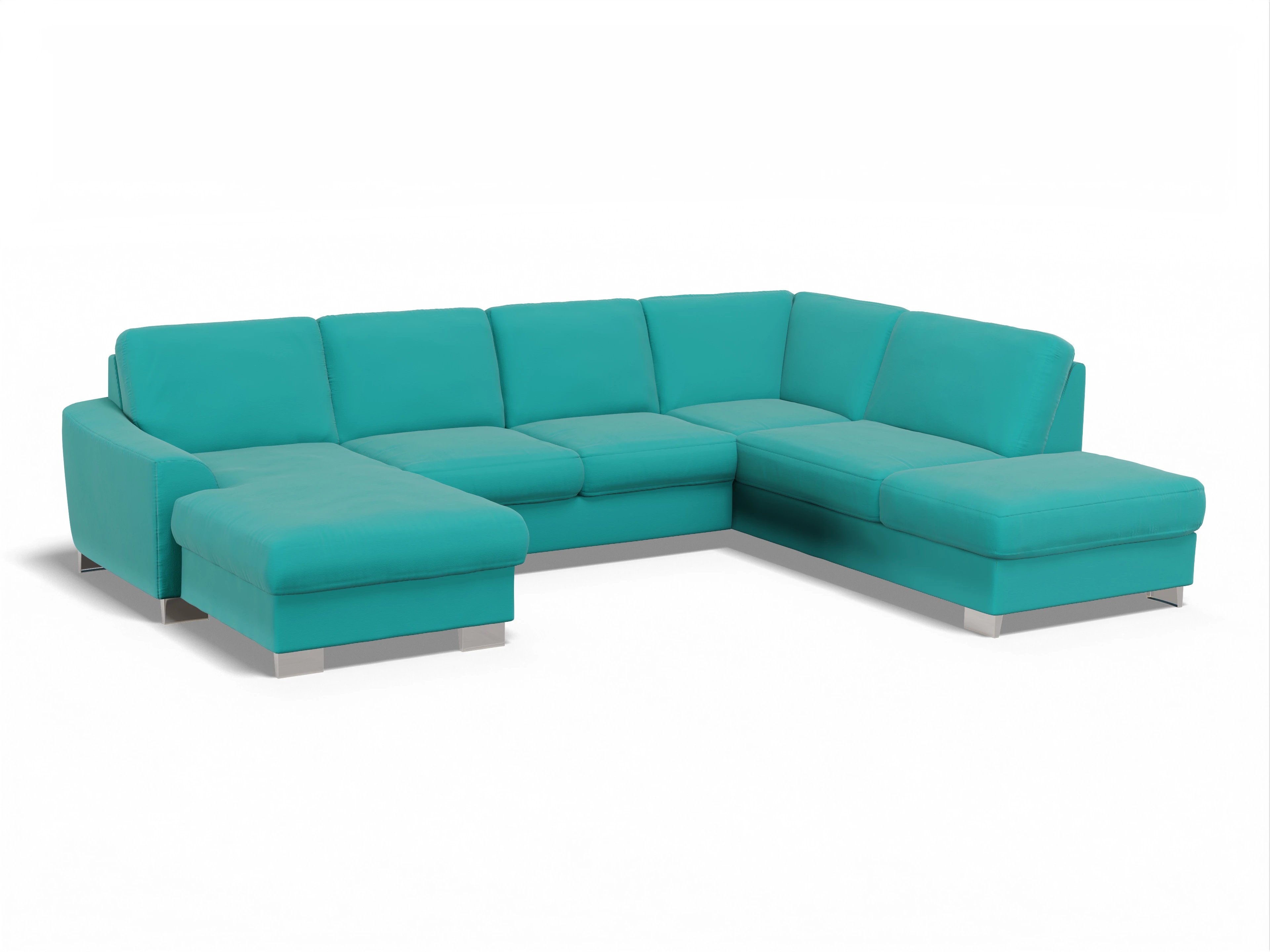 Ansicht des Produktes SC Family 1028 Wohnlandschaft offen beidseitig in Stoff Blau