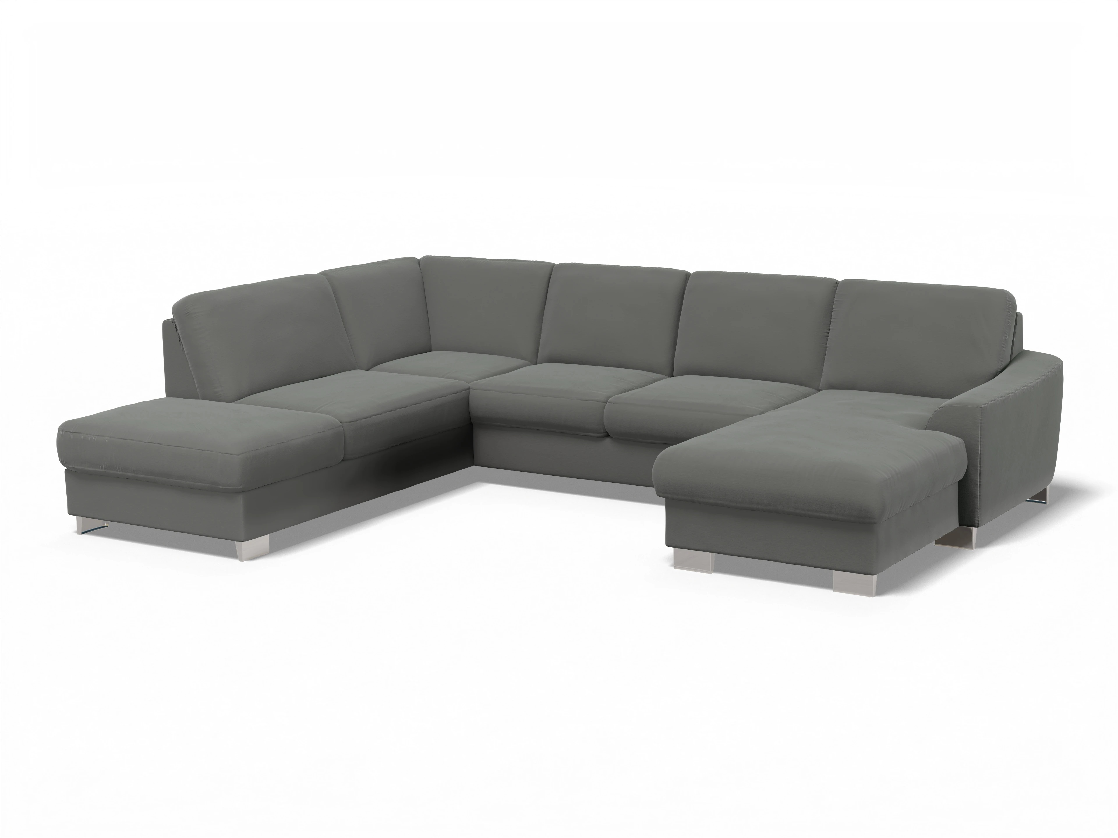 Ansicht des Produktes SC Family 1028 Wohnlandschaft offen beidseitig in Stoff Grau