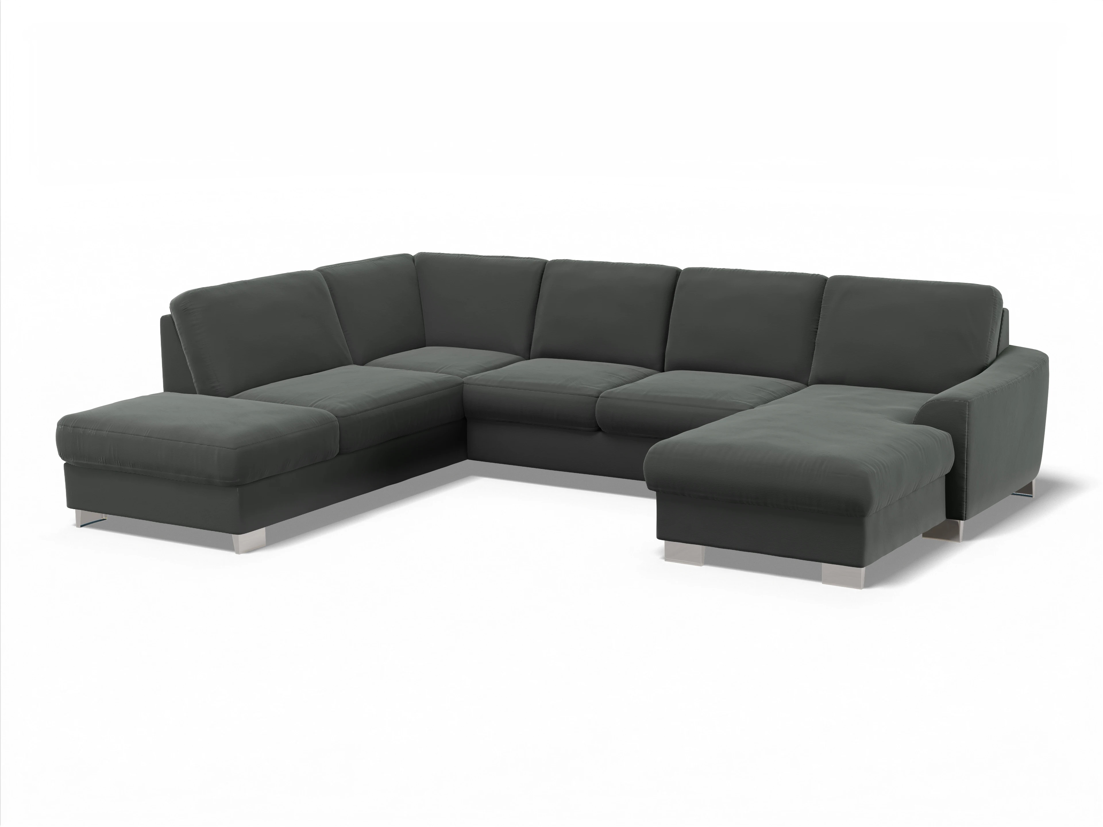 Ansicht des Produktes SC Family 1028 Wohnlandschaft offen beidseitig in Stoff Schwarz