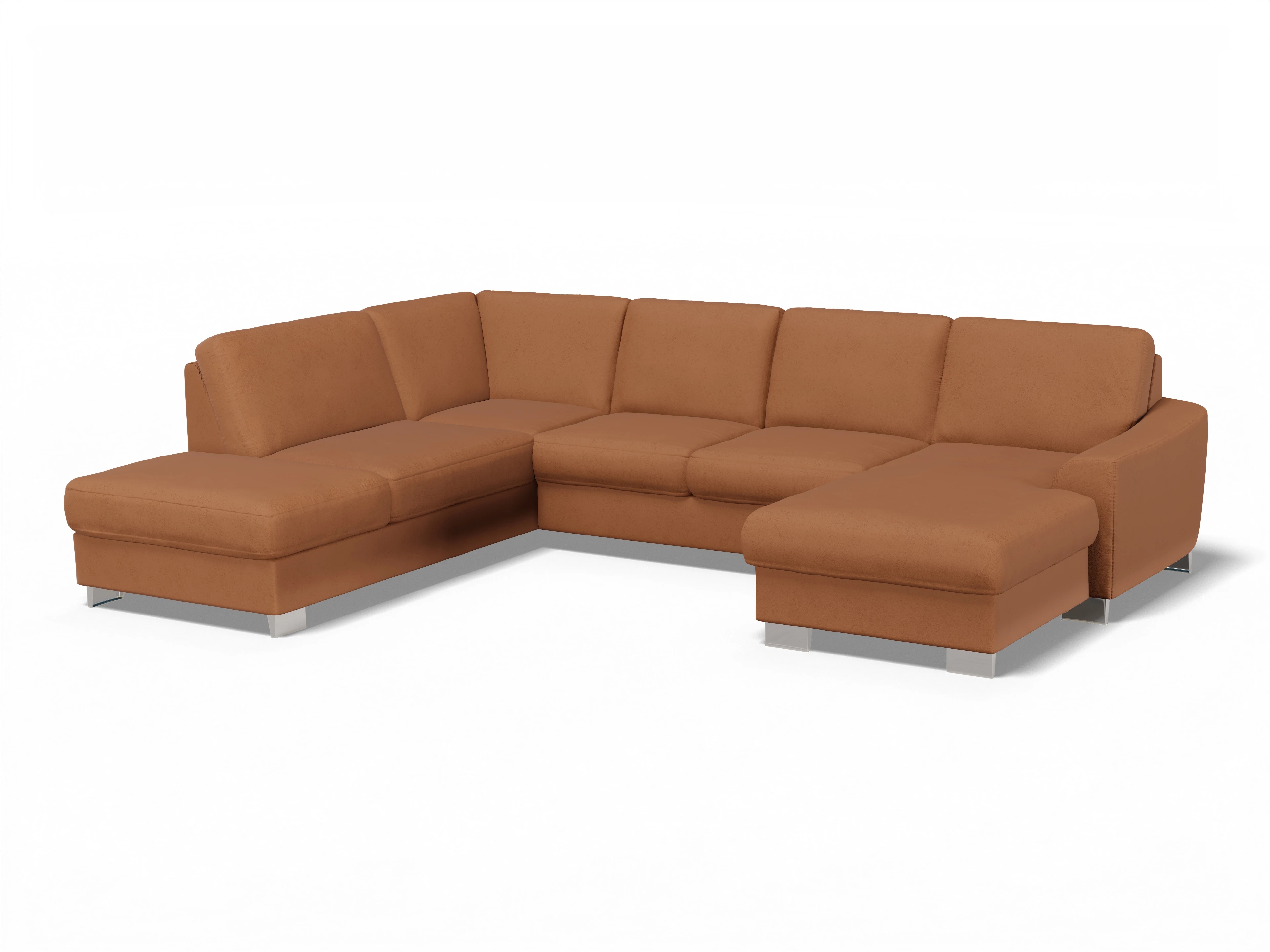 Ansicht des Produktes SC Family 1028 Wohnlandschaft offen beidseitig in Stoff Braun