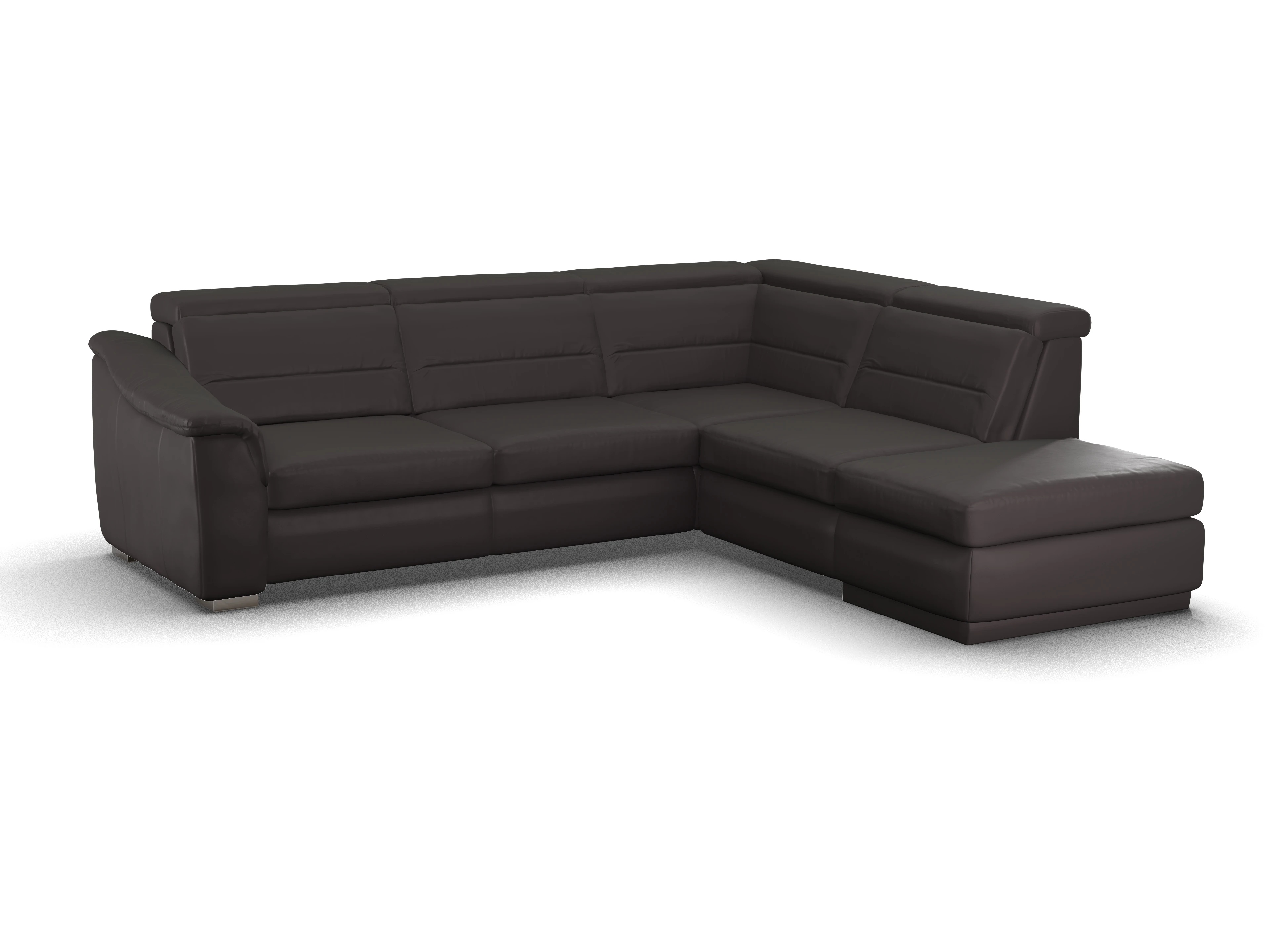 Ansicht des Produktes SC Select 1008 Ecksofa rechts Abschluss offen in Leder Braun