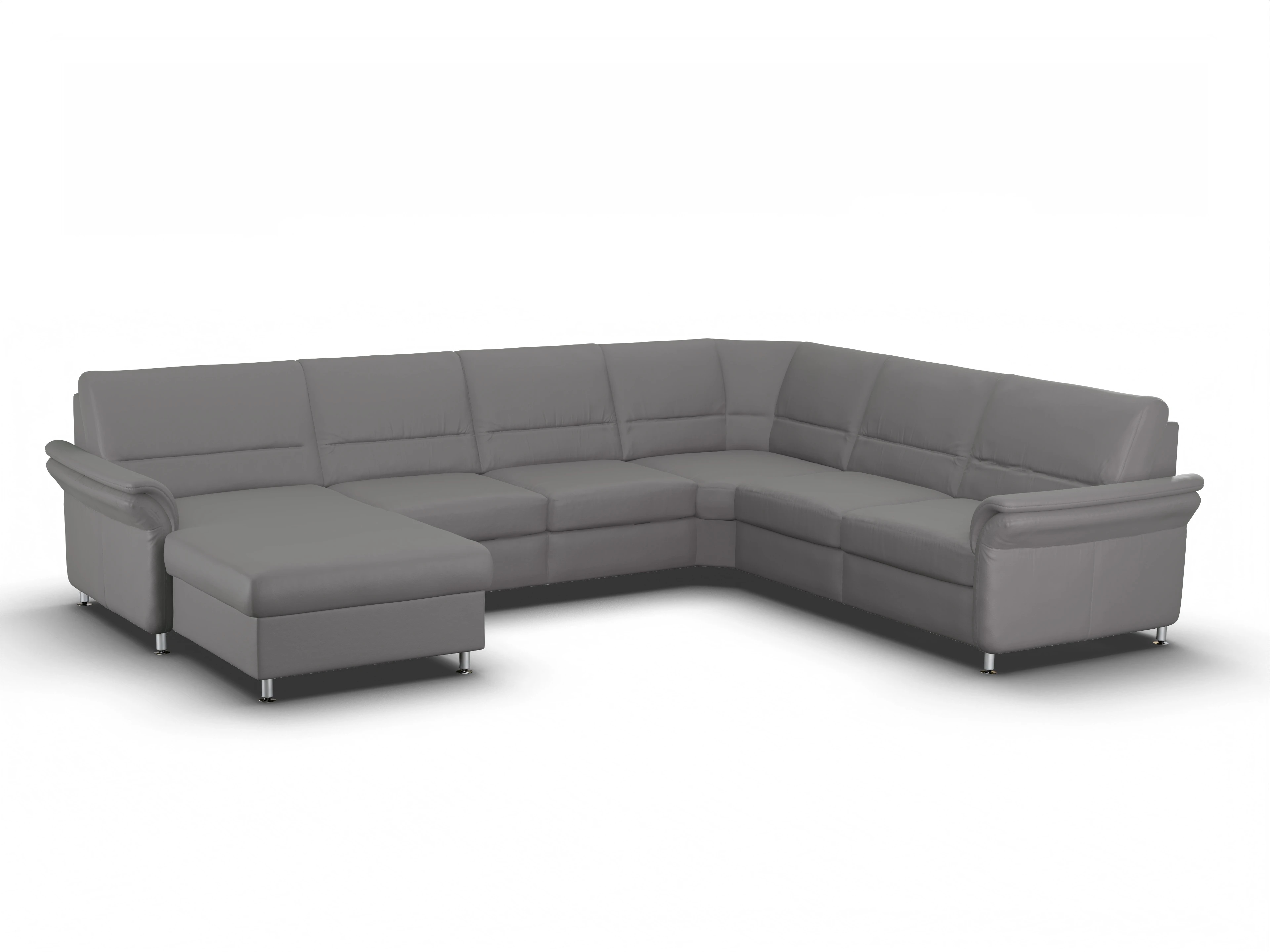 Ansicht des Produktes SC Select 1010 Wohnlandschaft Armlehne rechts Abschluss offen links in Leder Grau