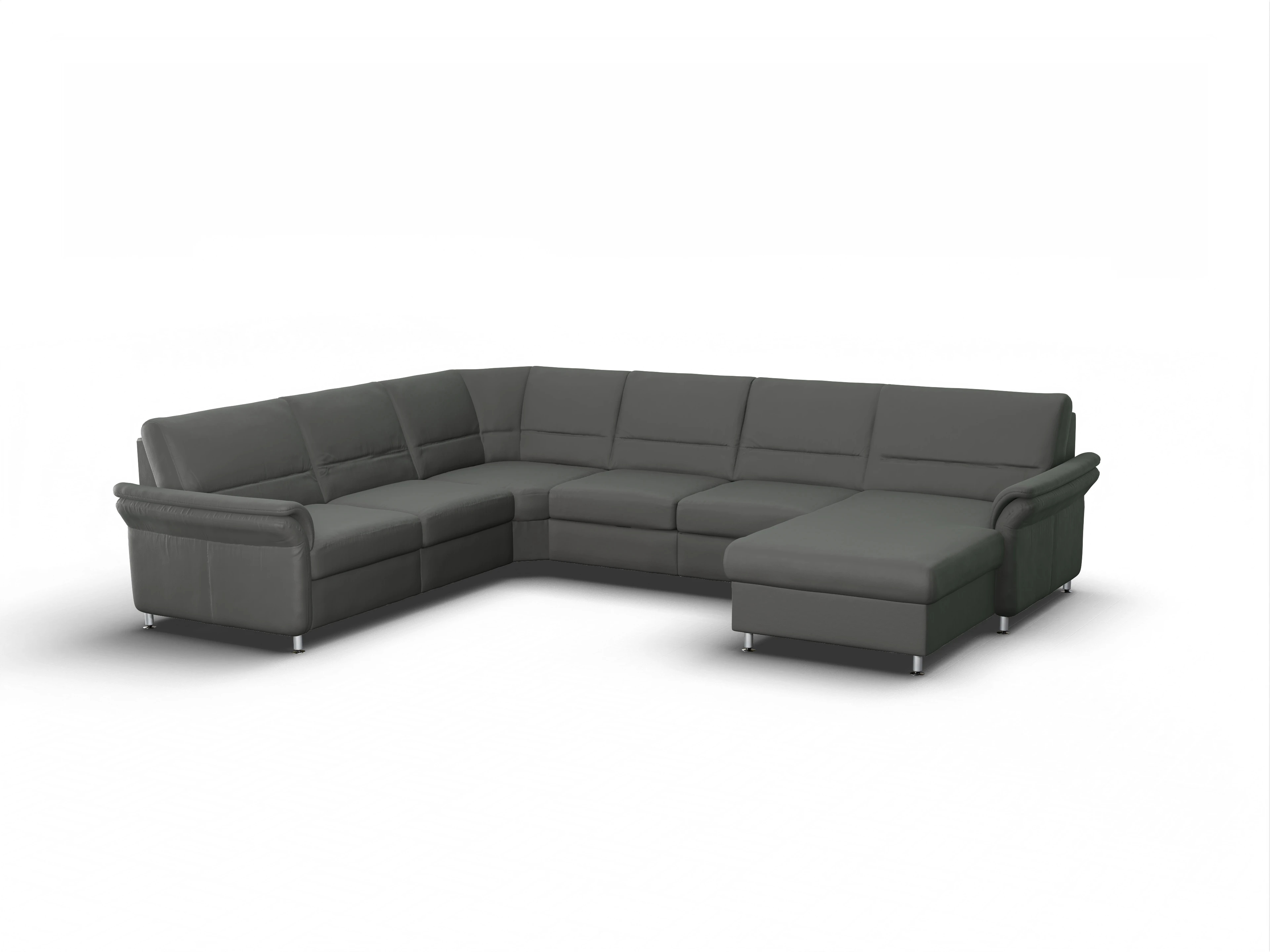 Ansicht des Produktes SC Select 1010 Wohnlandschaft Armlehne links Abschluss offen rechts in Leder Grau