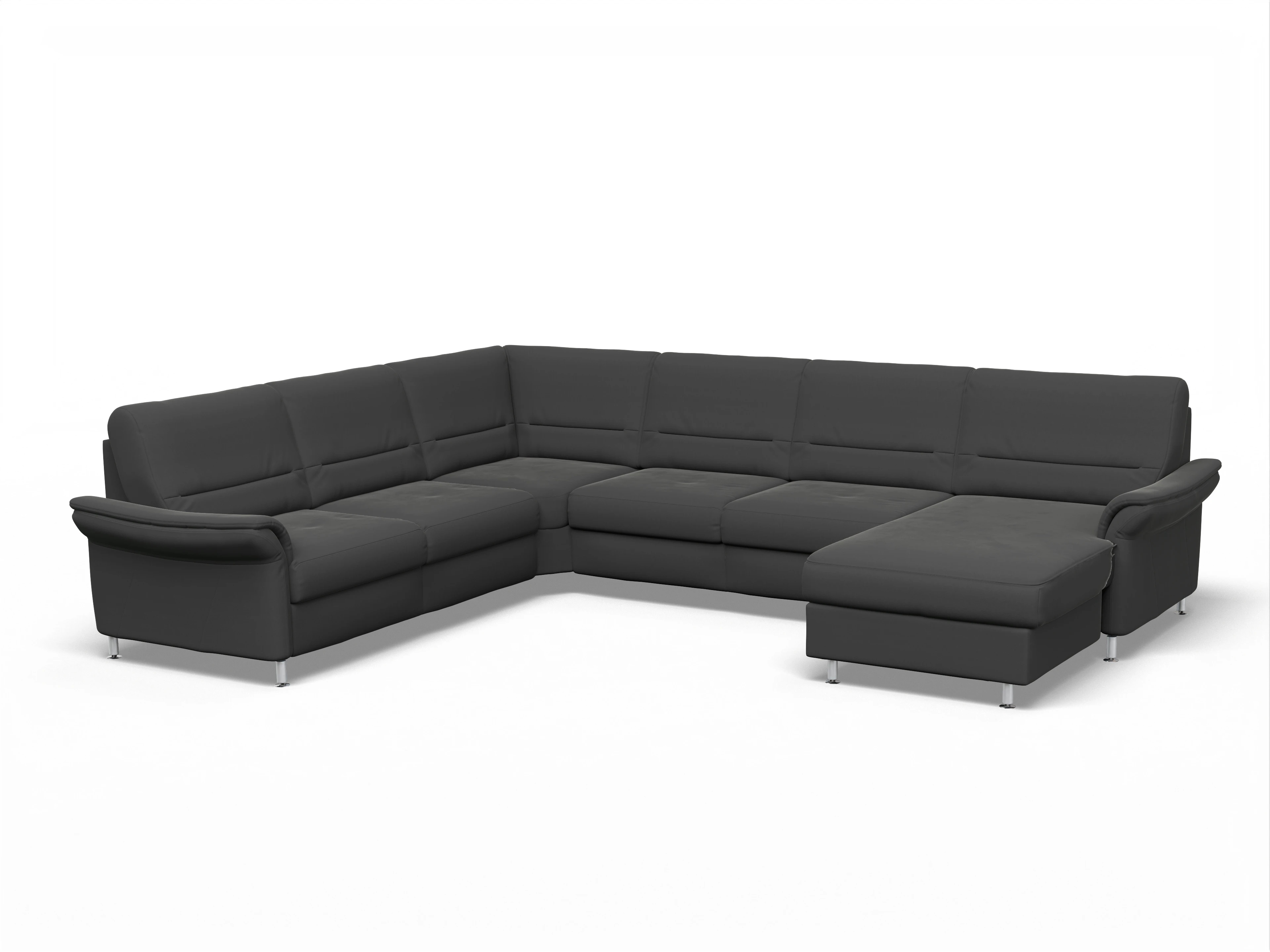 Ansicht des Produktes SC Family 1010 Wohnlandschaft Armlehne links Abschluss offen rechts in Stoff Grau