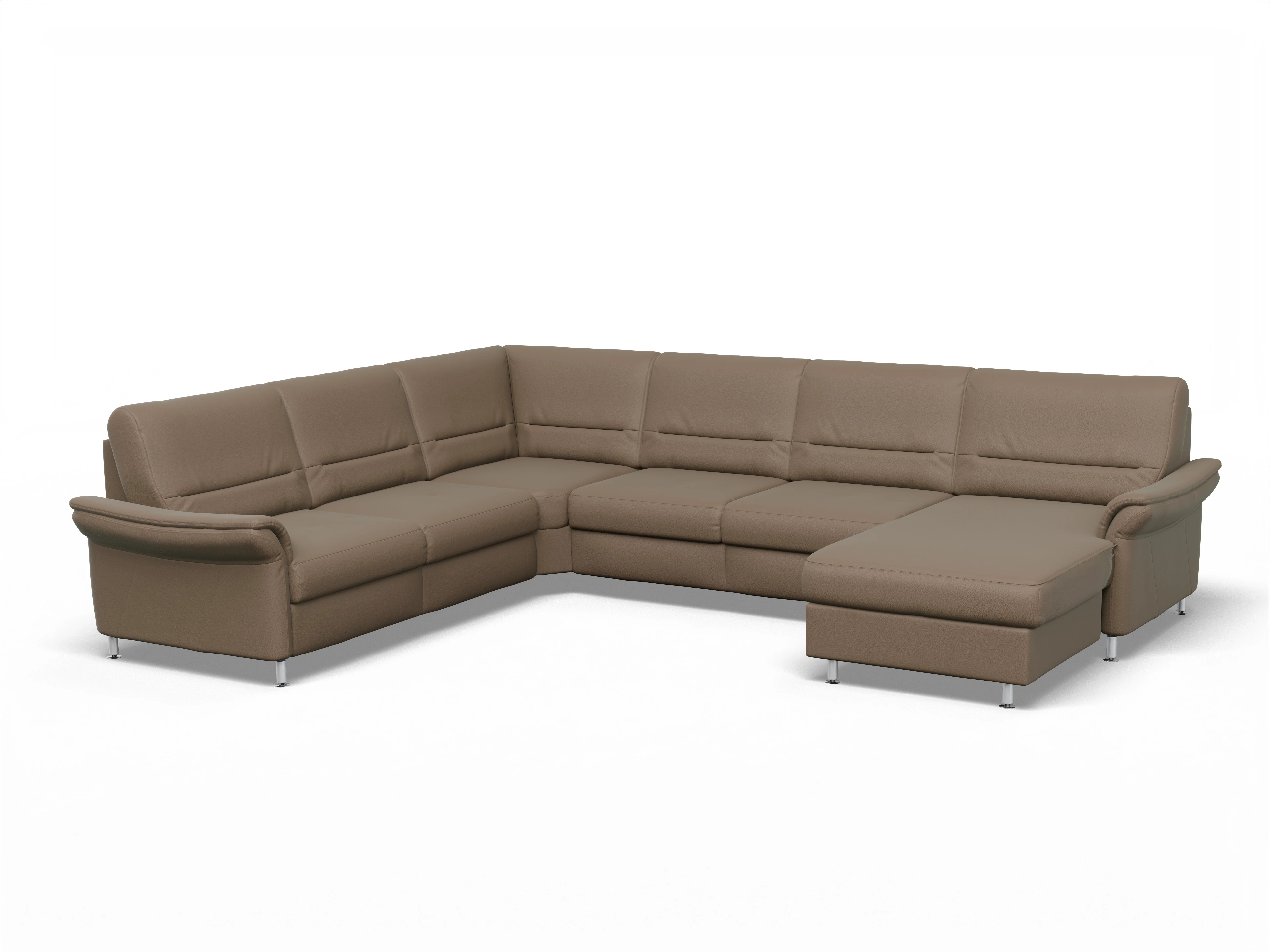 Ansicht des Produktes SC Family 1010 Wohnlandschaft Armlehne links Abschluss offen rechts in Stoff Braun