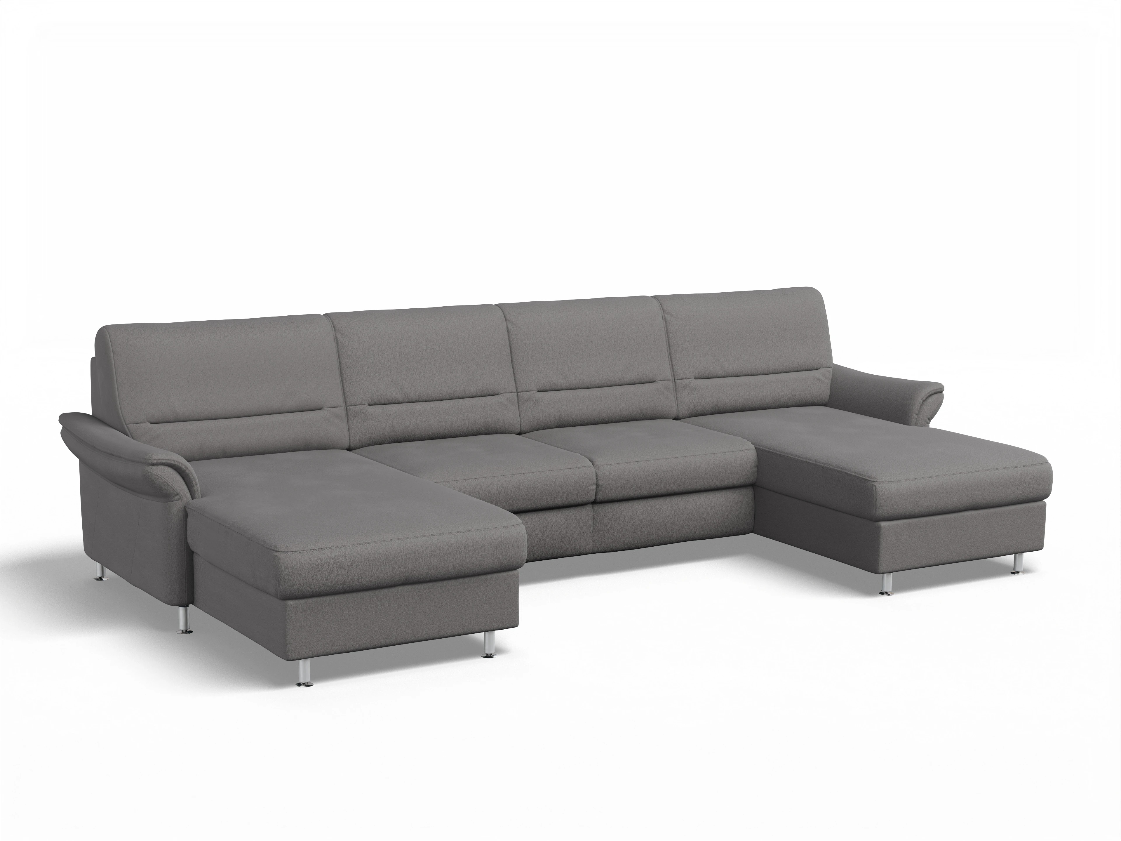 Ansicht des Produktes SC Family 1010 Wohnlandschaft offen beidseitig in Stoff Grau