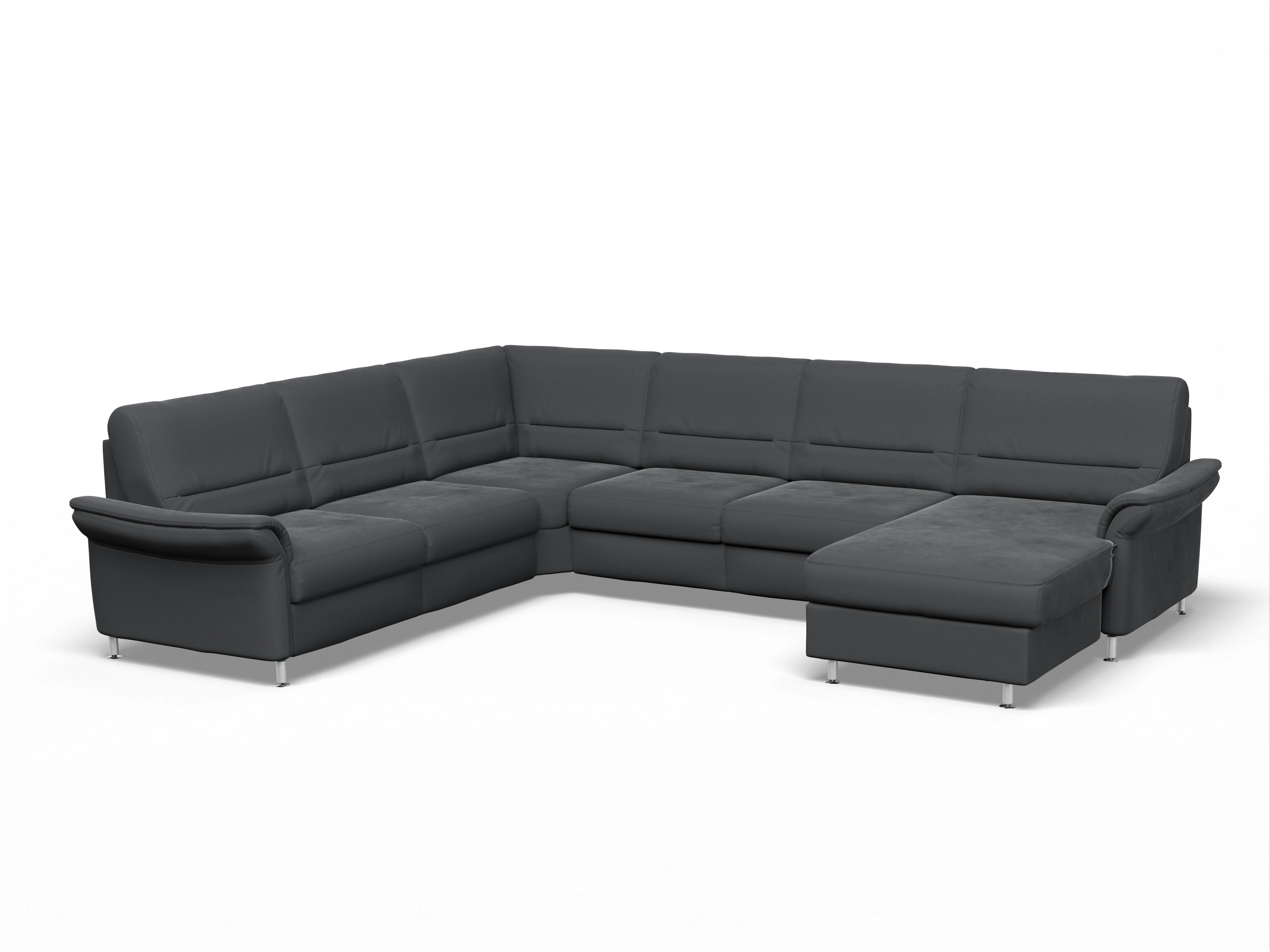 Sitz Concept Family 1010 CanRE Medium L Ansicht des Produktes SC Family 1010 Wohnlandschaft Armlehne links Abschluss offen rechts in Stoff Grau