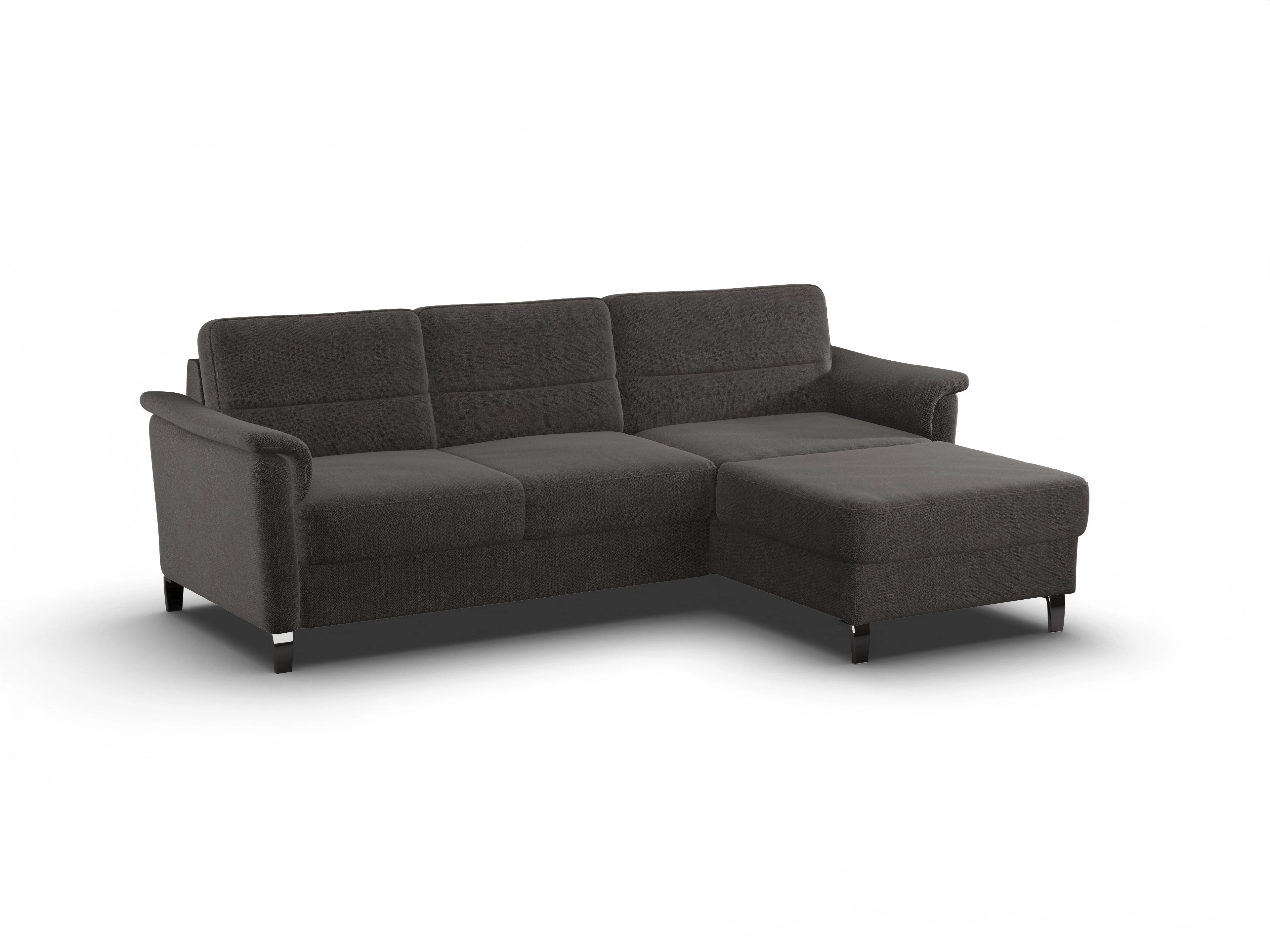 Pagall Ecksofa Longchair Medium R Ansicht des Produktes Pagall Ecksofa rechts Abschluss offen in Stoff