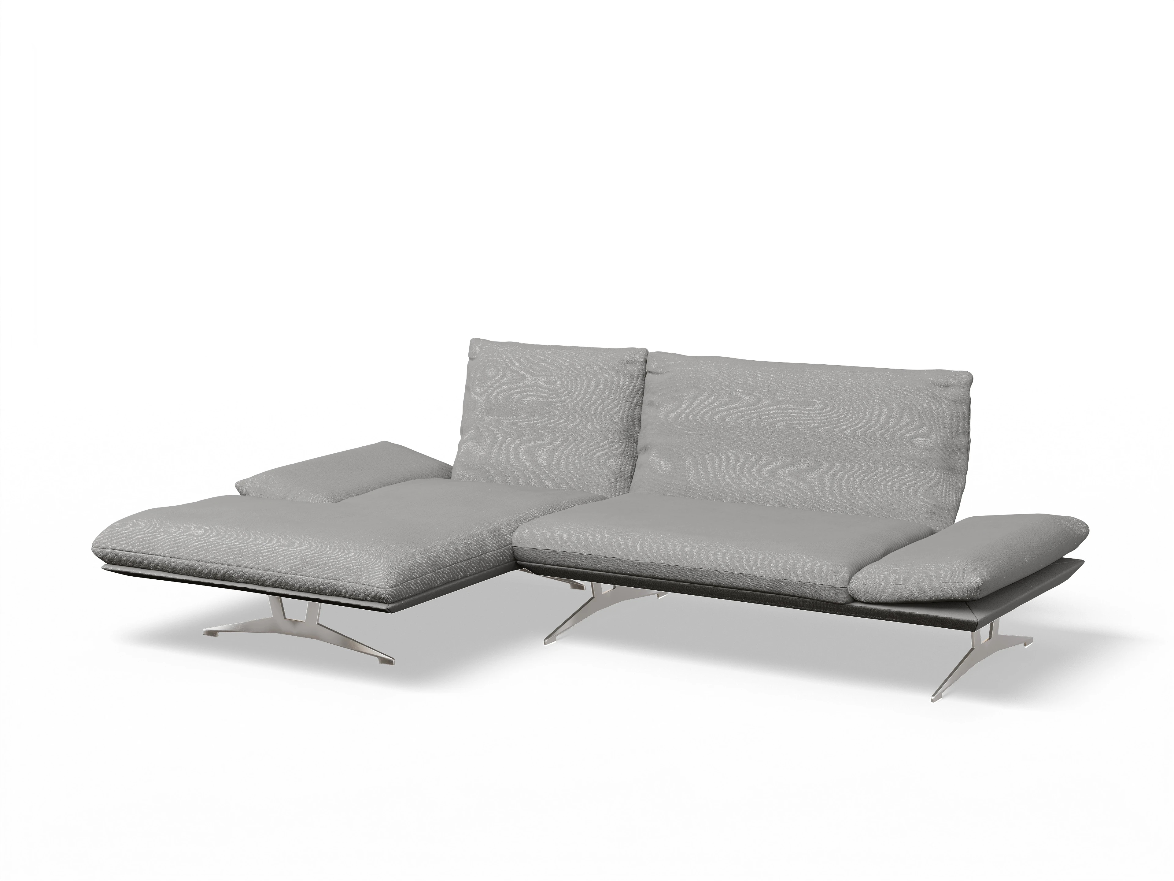 Koinor Francis Ecksofa PL FR Ansicht des Produktes Francis Ecksofa links Abschluss offen in Stoff Grau