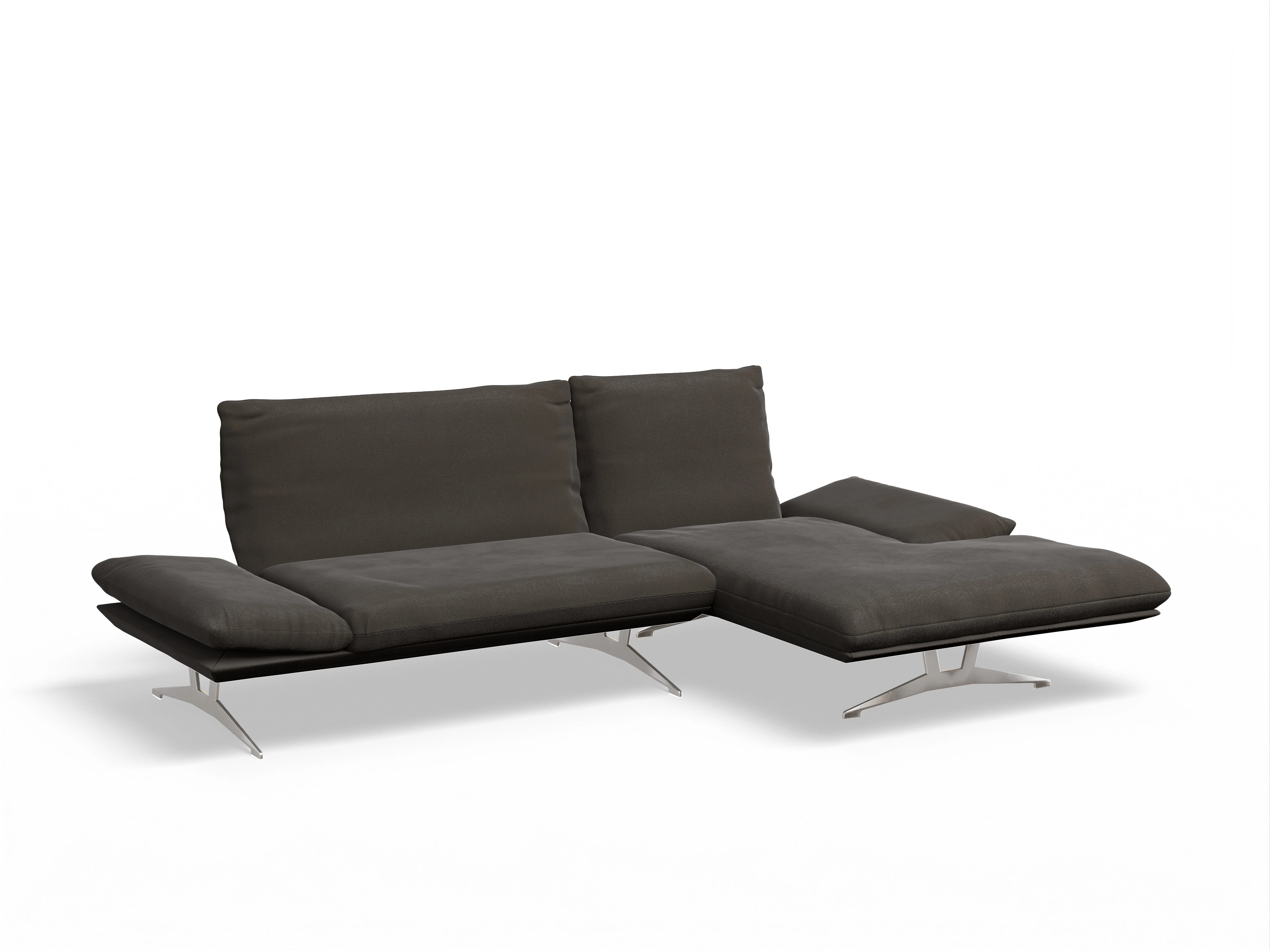 Koinor Francis Ecksofa FL PR Ansicht des Produktes Francis Ecksofa rechts Abschluss offen in Stoff Grau