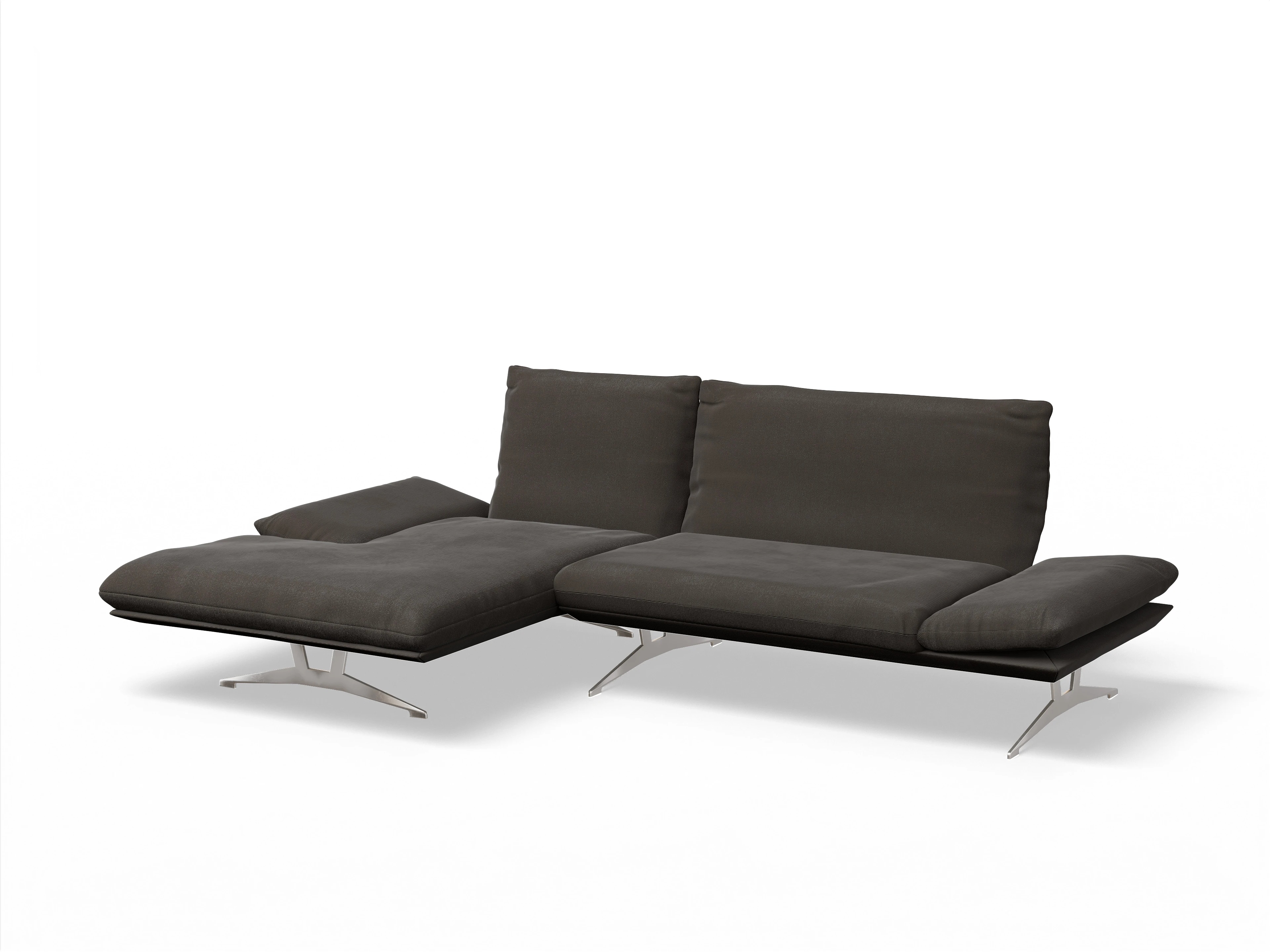 Koinor Francis Ecksofa PL FR Ansicht des Produktes Francis Ecksofa links Abschluss offen in Stoff Grau