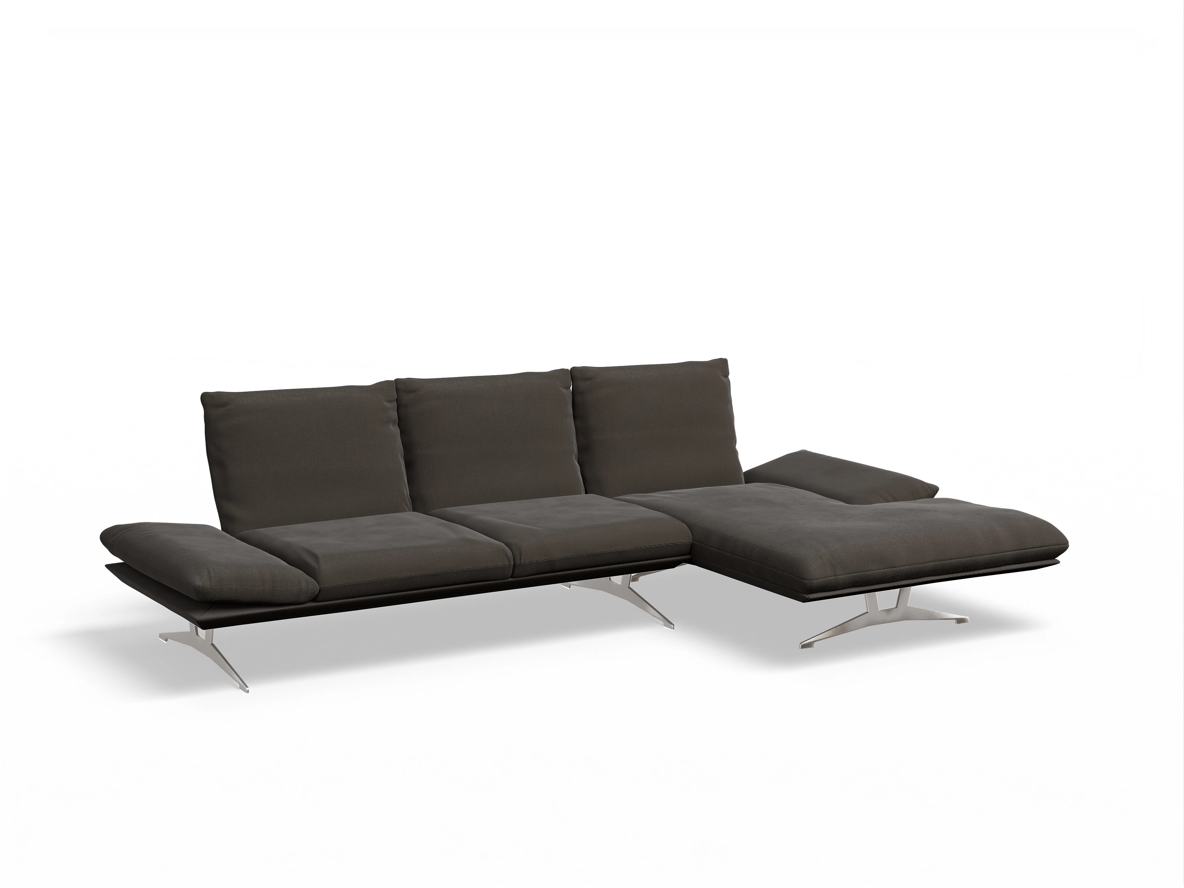 Koinor Francis Ecksofa EL PR Ansicht des Produktes Francis Ecksofa rechts Abschluss offen in Stoff Grau