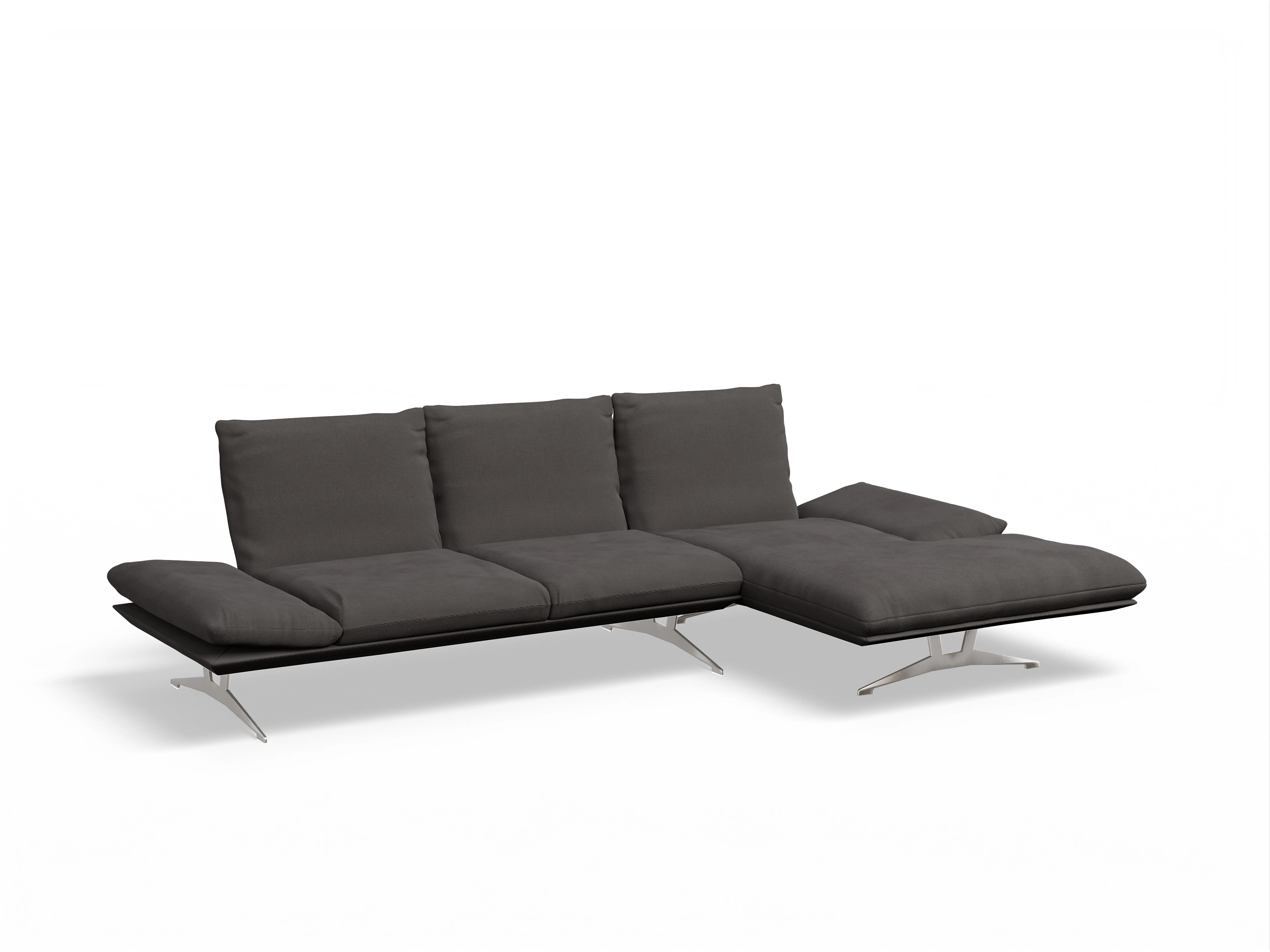Koinor Francis Ecksofa EL PR Ansicht des Produktes Francis Ecksofa rechts Abschluss offen in Stoff Braun