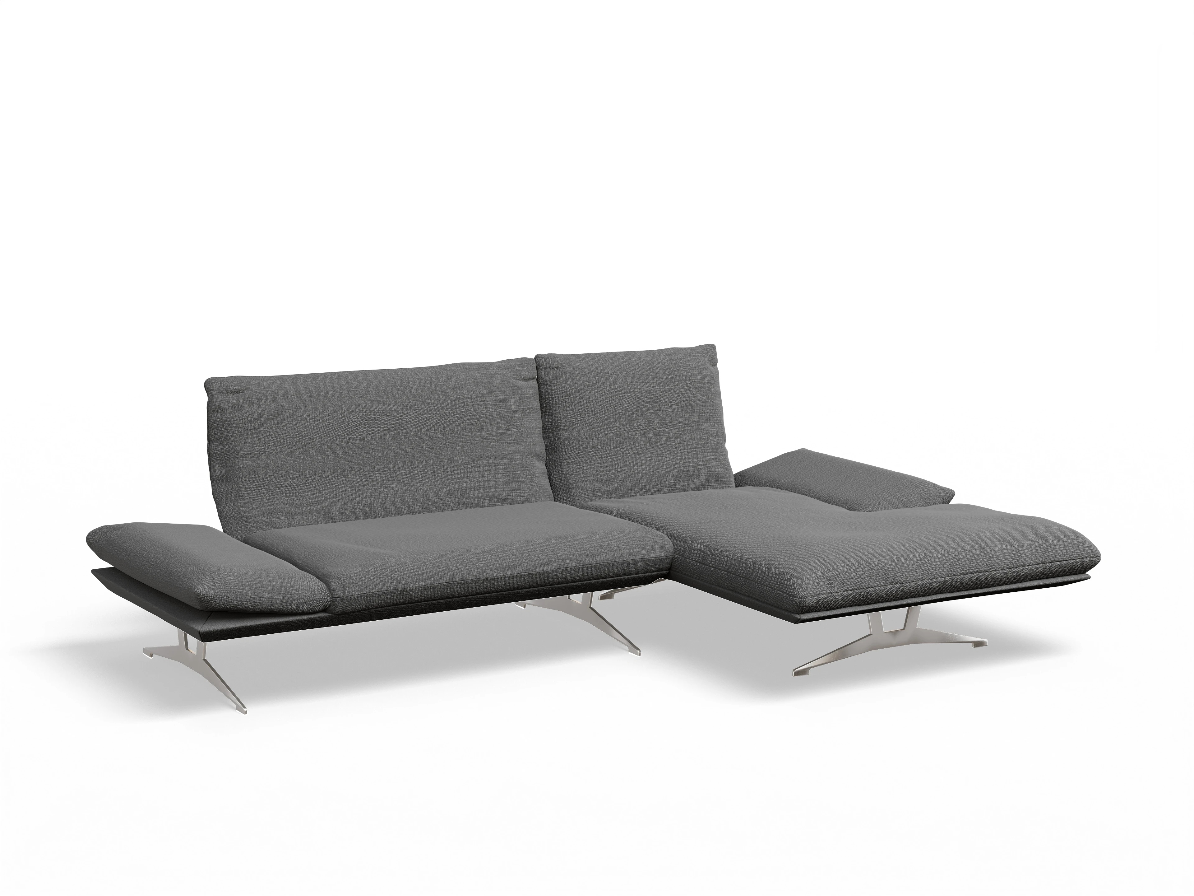 Koinor Francis Ecksofa FL PR Ansicht des Produktes Francis Ecksofa rechts Abschluss offen in Stoff Grau