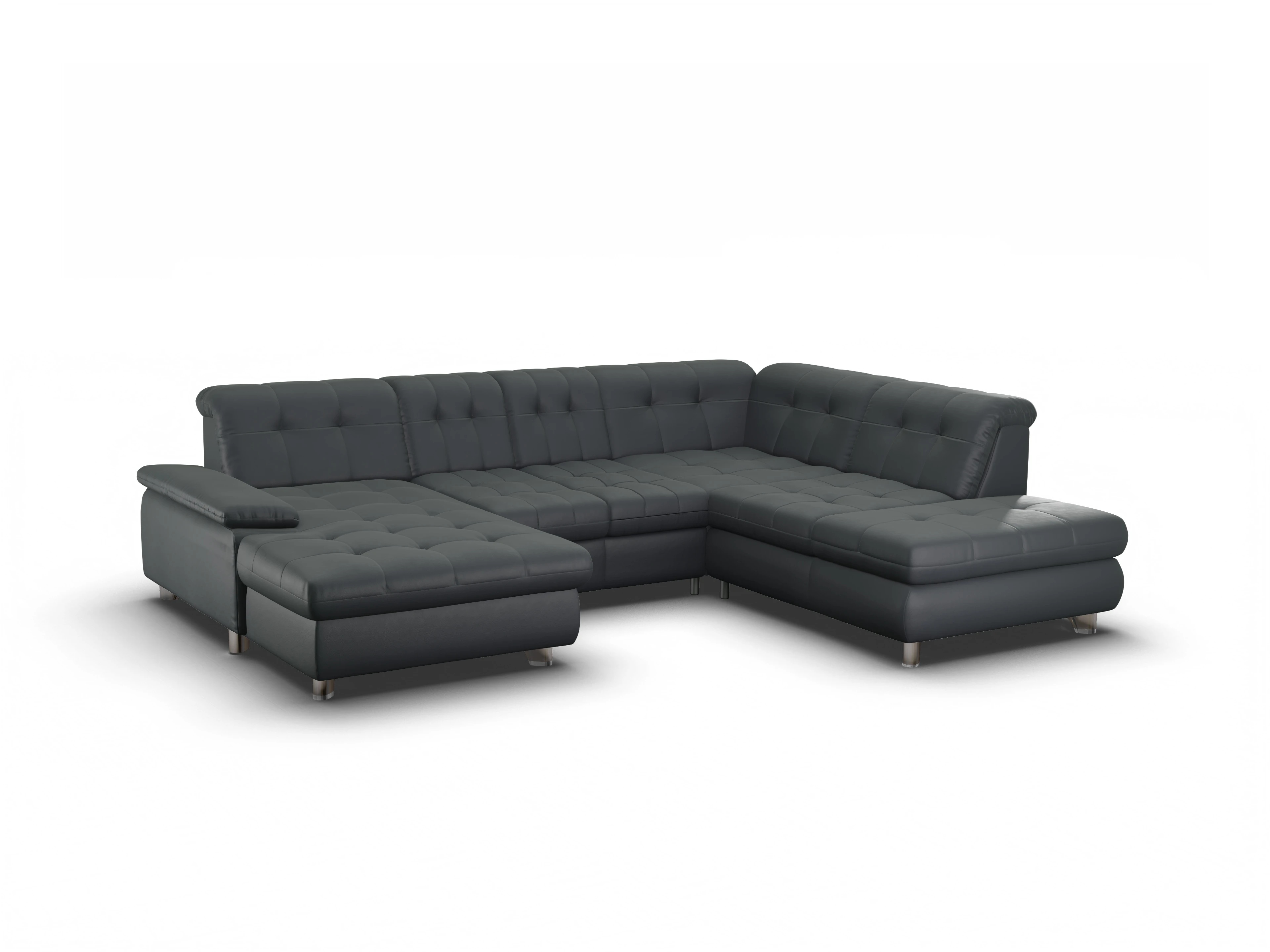 Ansicht des Produktes SC Select 1012 Wohnlandschaft offen beidseitig in Leder Grau