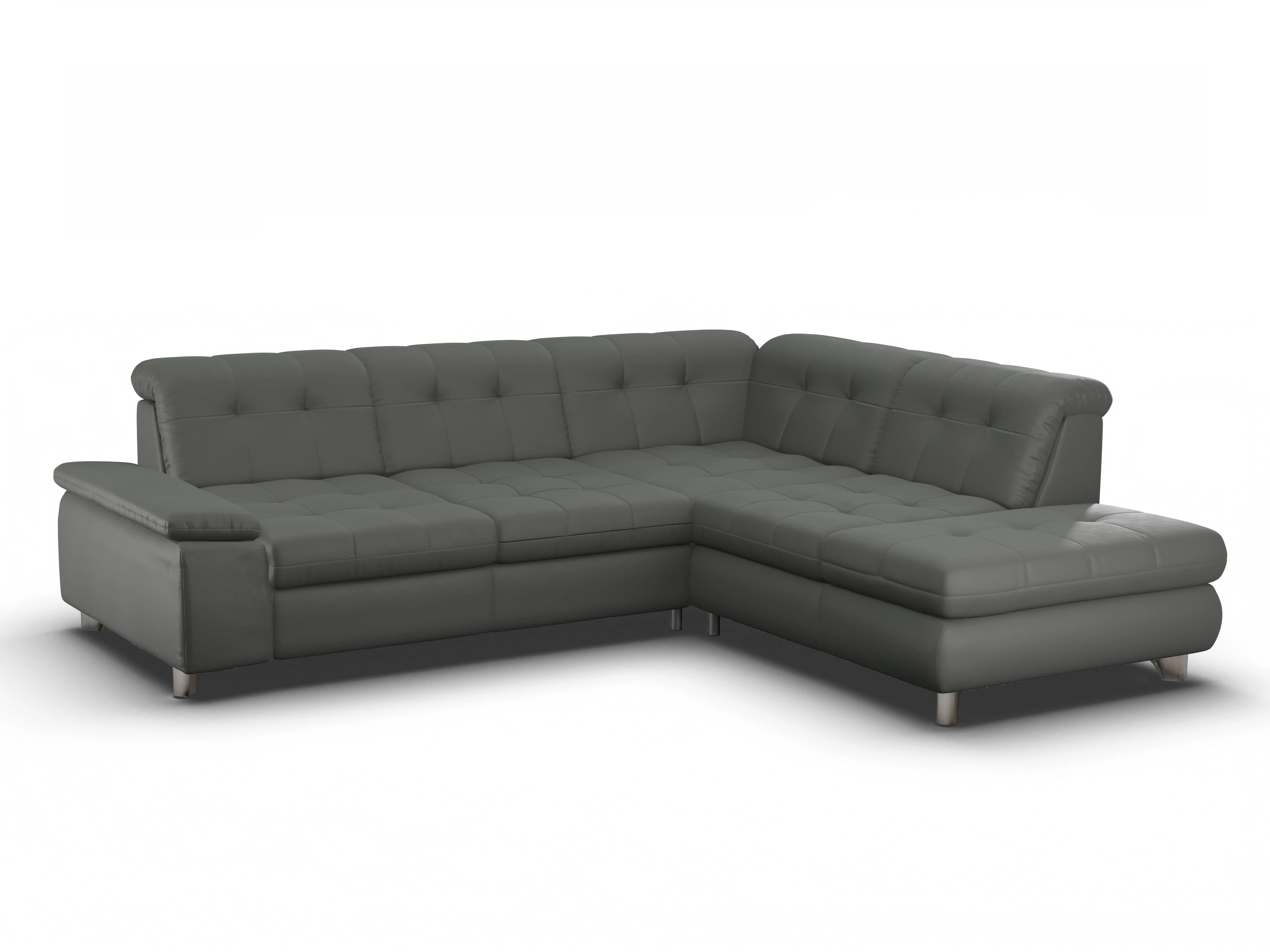 Sitz Concept select 1012 SP15HO Large R Ansicht des Produktes SC Select 1012 Ecksofa rechts Abschluss offen in Leder Grau