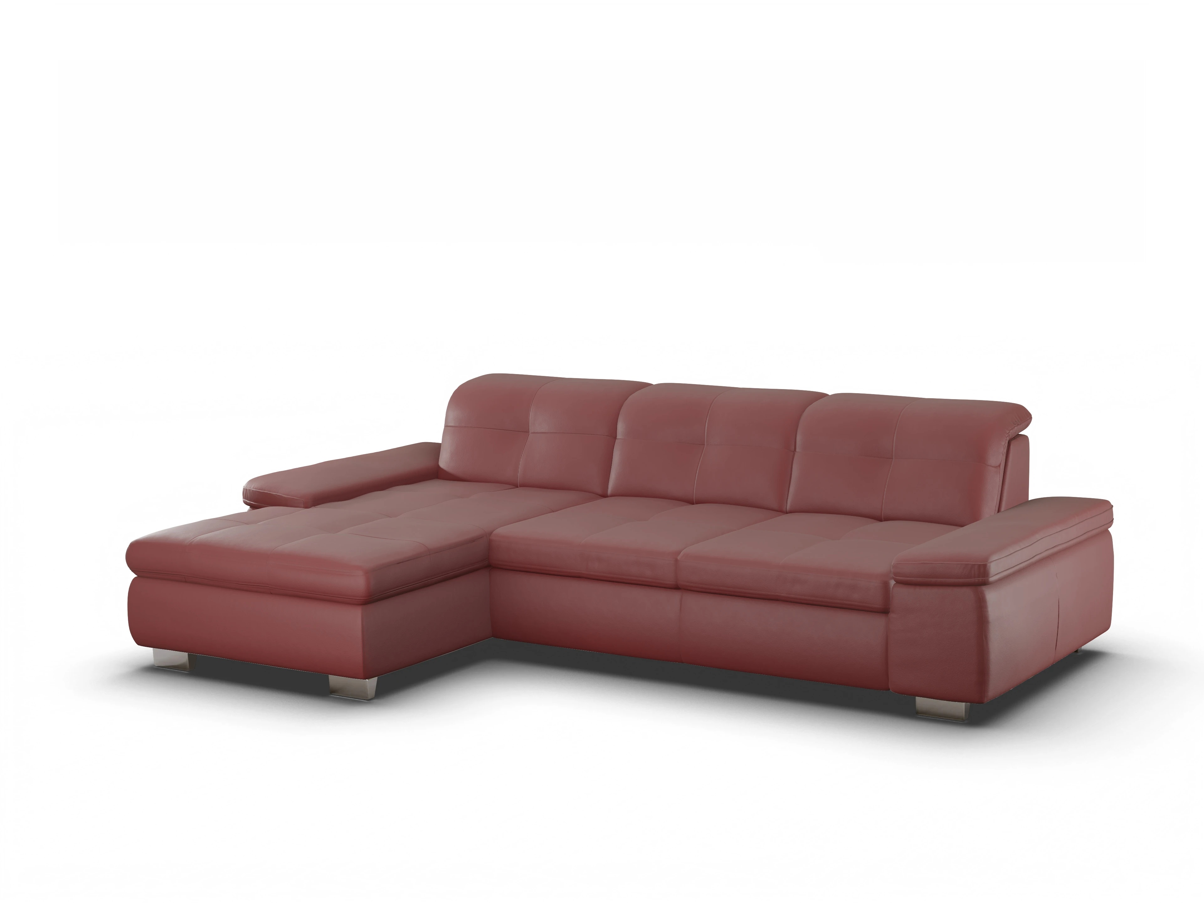 Ansicht des Produktes SC Select 1001 Ecksofa links Abschluss offen in Leder Rot
