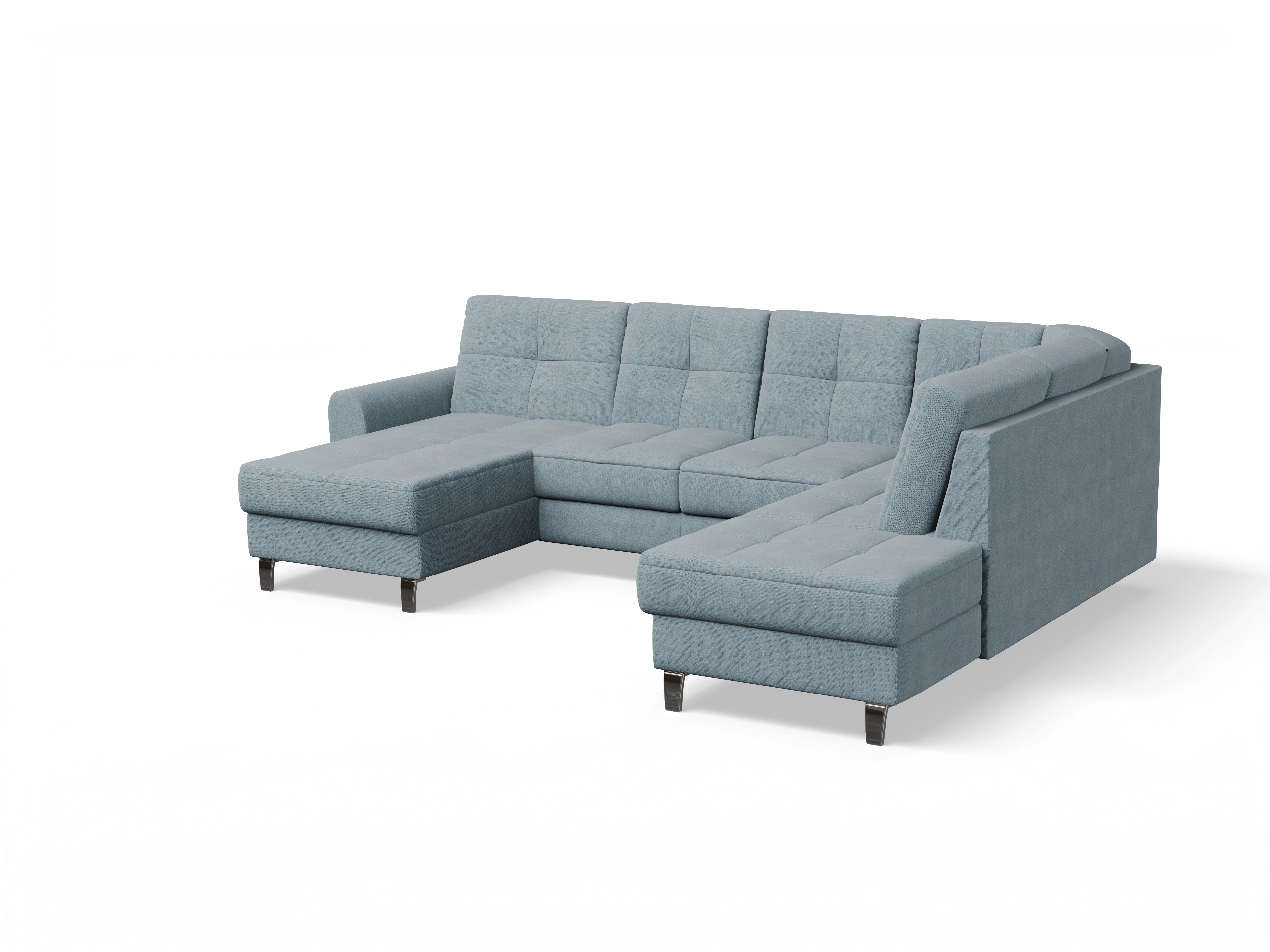 Ansicht des Produktes Valona Wohnlandschaft offen beidseitig in Stoff Blau