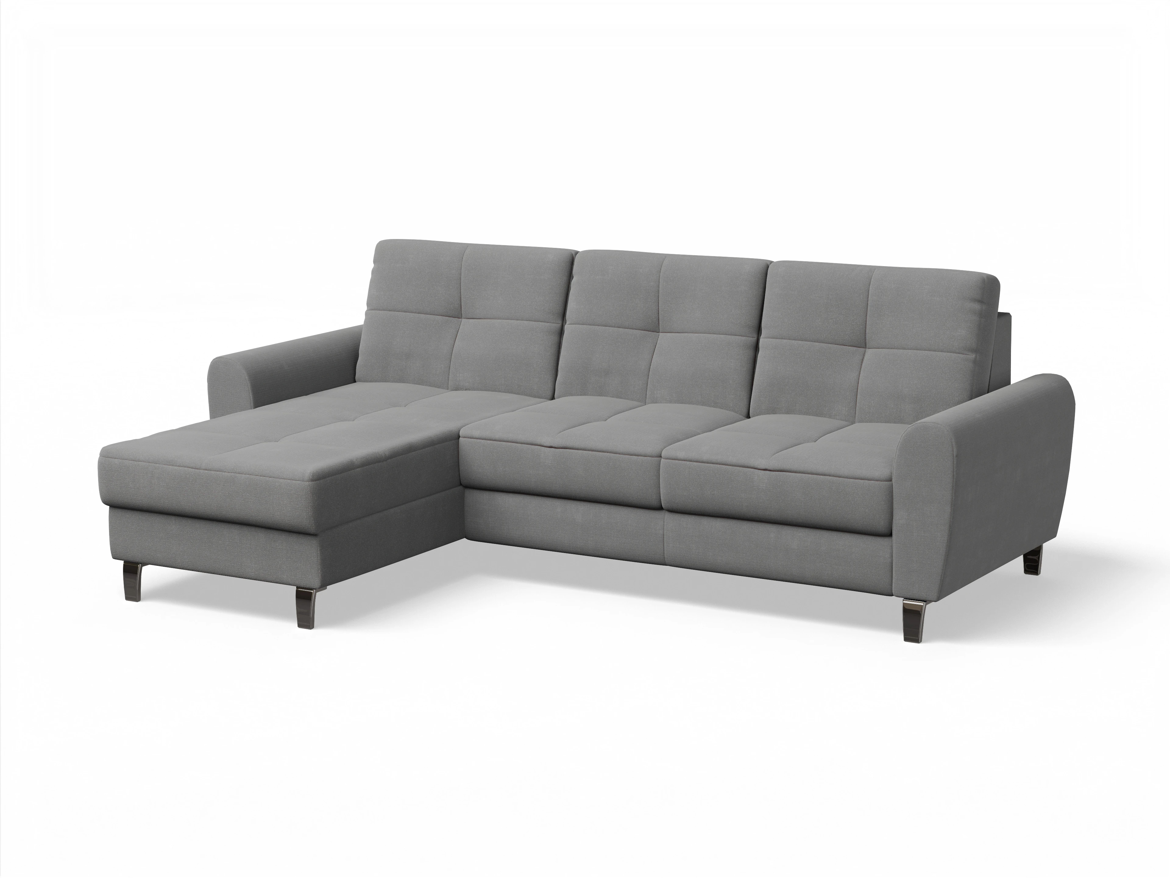 Ansicht des Produktes Valona Ecksofa links Abschluss offen in Stoff Grau