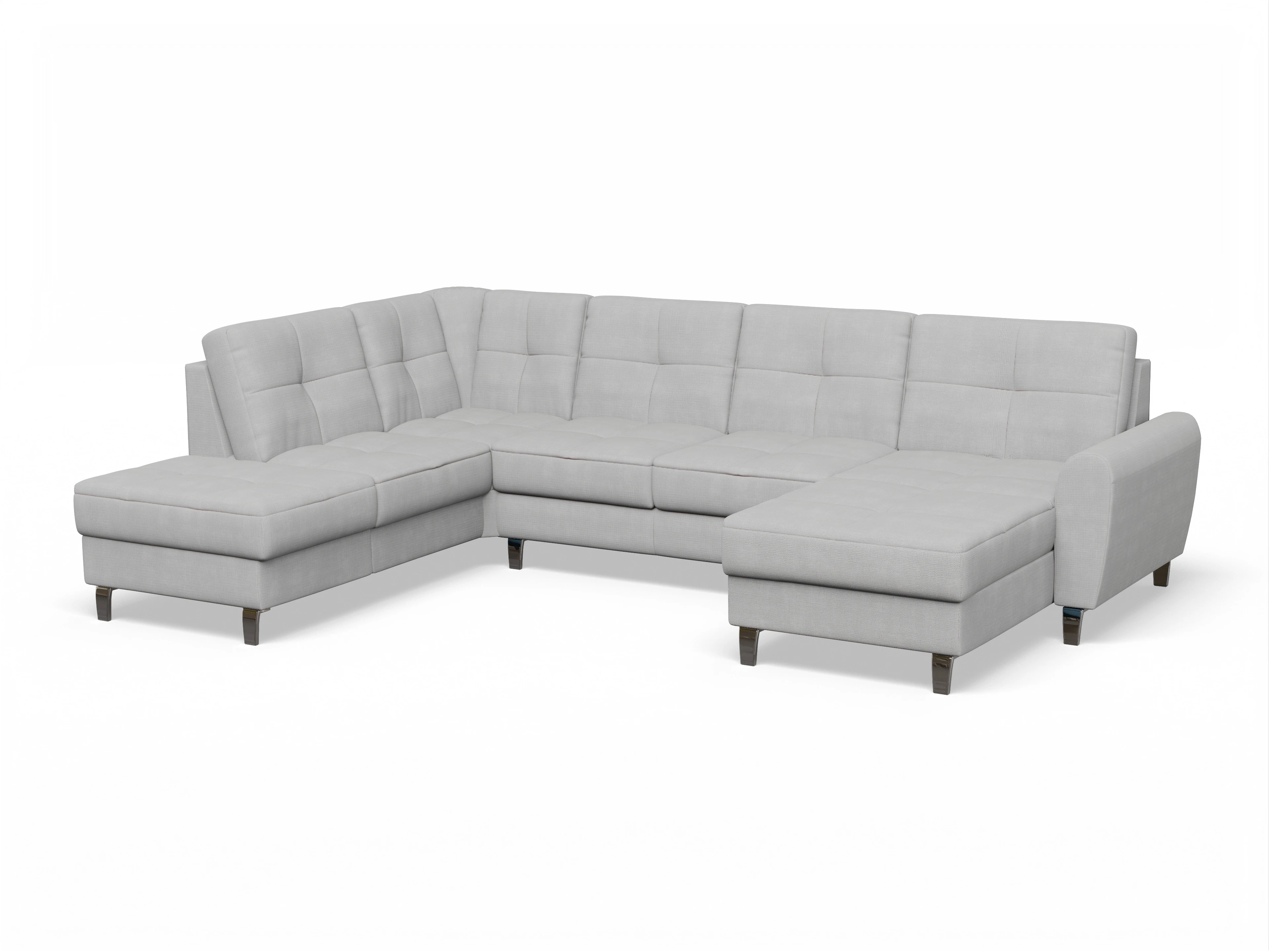 Valona Wohnlandschaft OT LO Medium L Ansicht des Produktes Valona Wohnlandschaft offen beidseitig in Stoff Grau