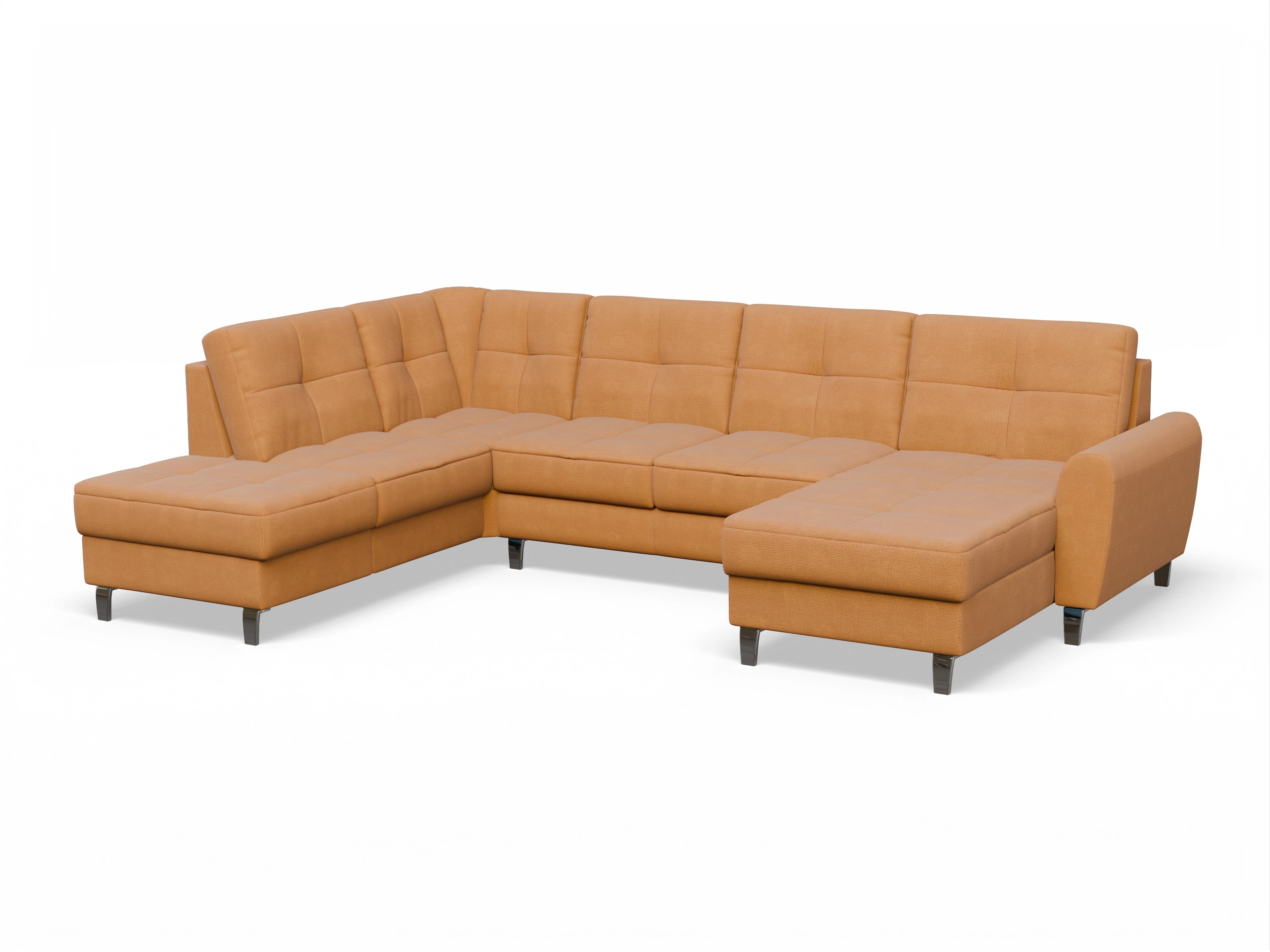Valona Wohnlandschaft OT LO Medium L Ansicht des Produktes Valona Wohnlandschaft offen beidseitig in Stoff Gelb