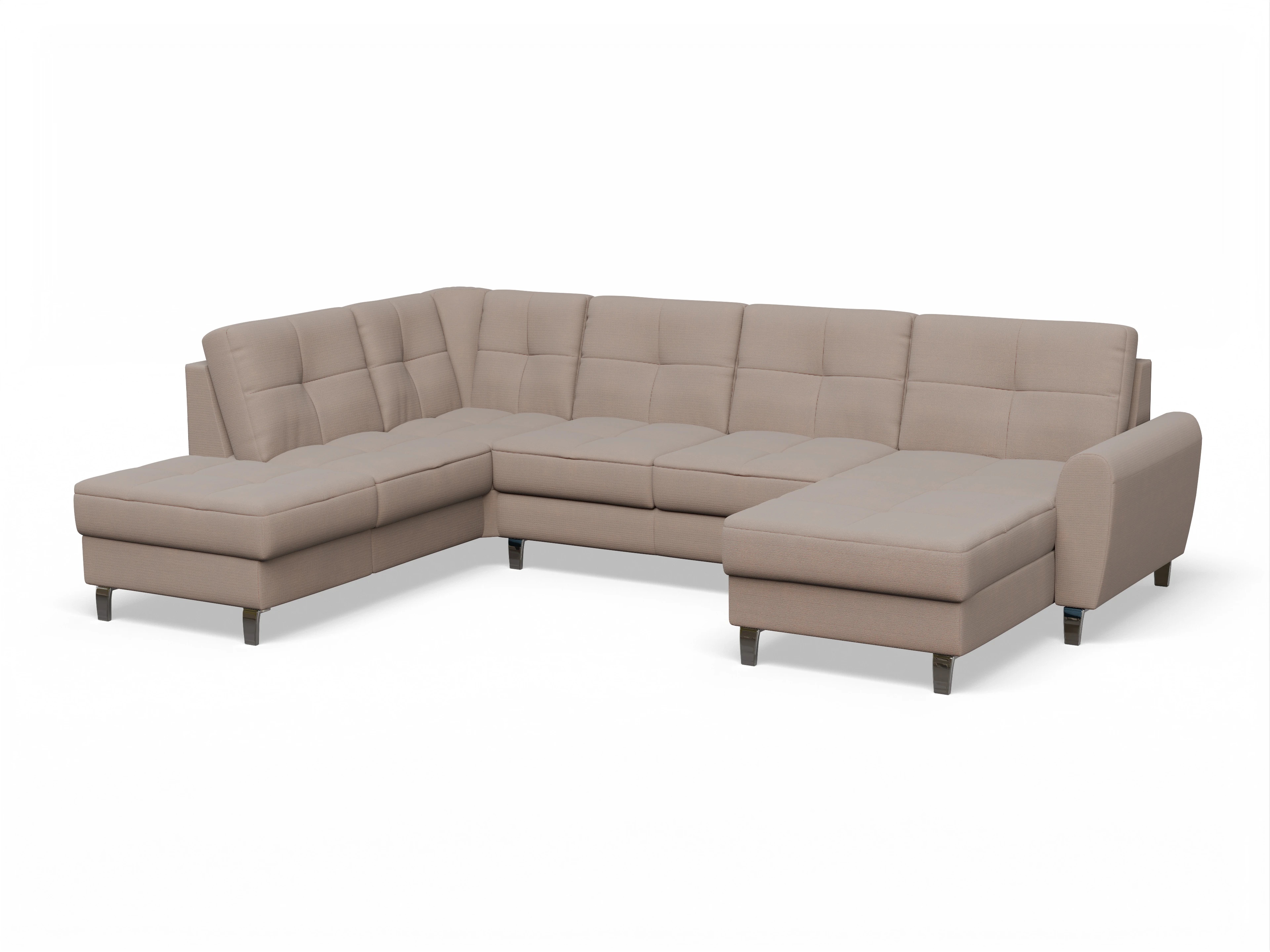Valona Wohnlandschaft OT LO Medium L Ansicht des Produktes Valona Wohnlandschaft offen beidseitig in Stoff Braun